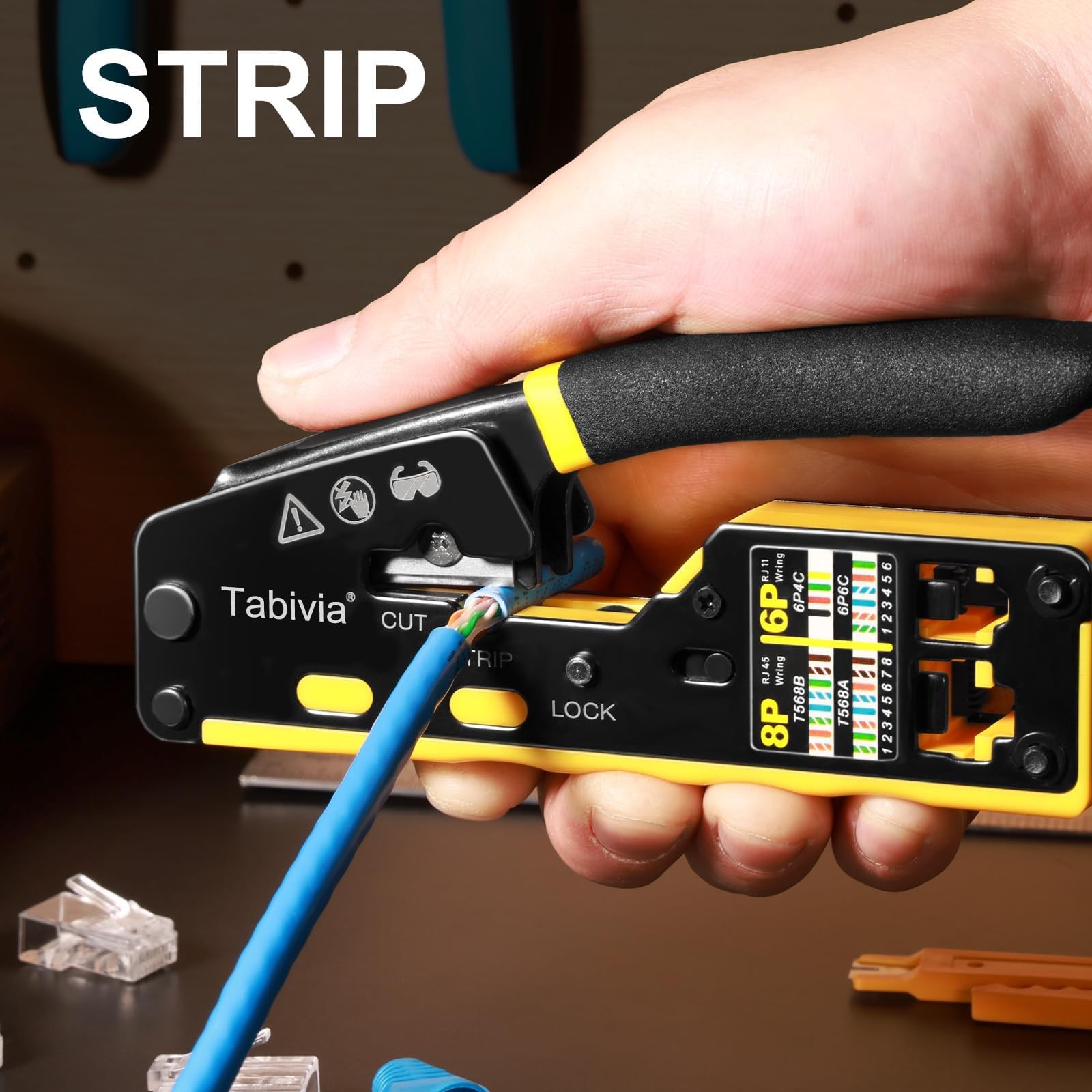 RJ45 Crimp Tool Pass Through Ethernet Crimping Tool Kit Cat6 Cat5e Cat5 RJ45 …