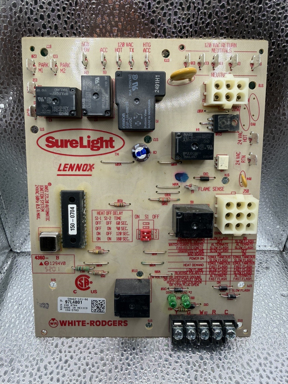 Lennox SureLight Circuit Control Board 50A62-121-06 (97L4801) TESTED & WORKING