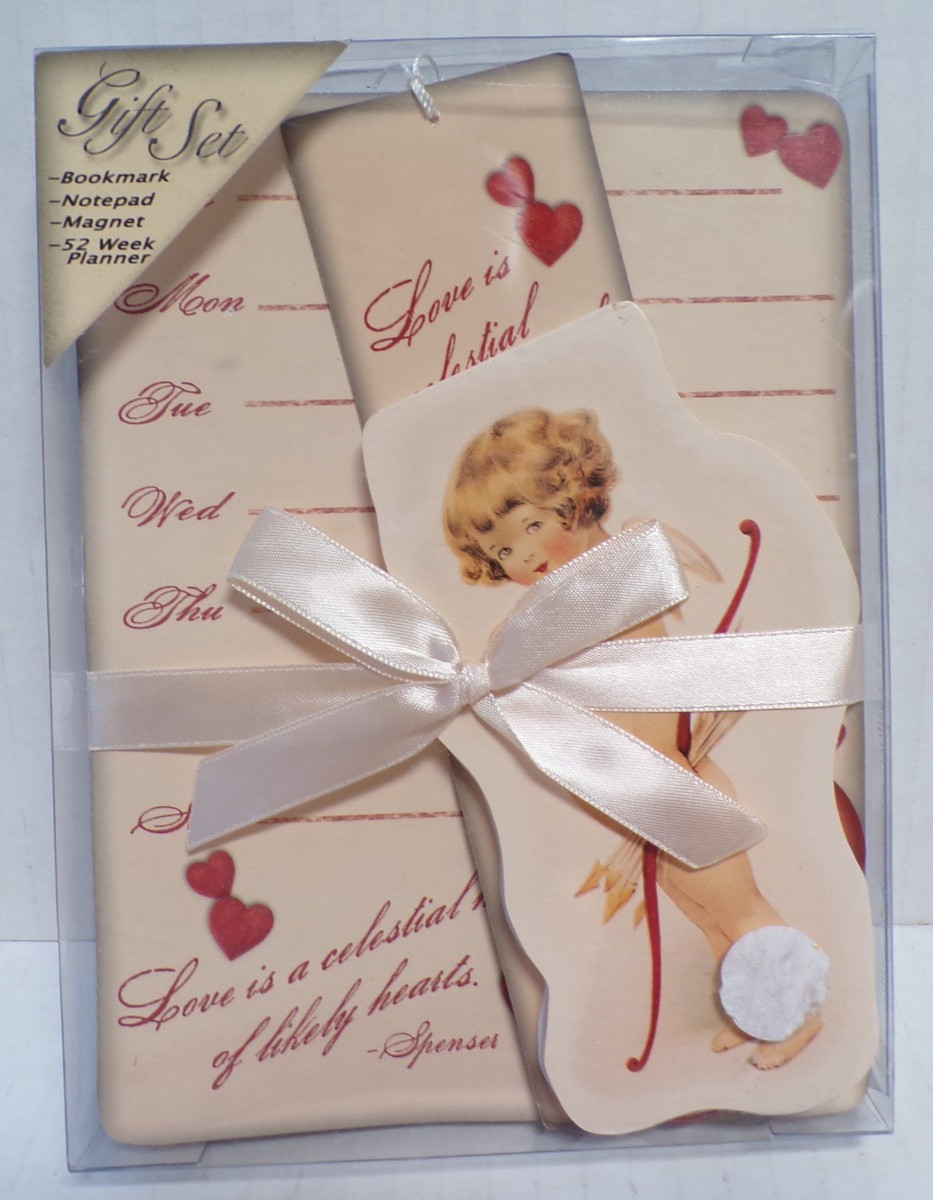 CUPID NOTE PAD LOVE GIFT SET MAGNET BOOKMARK WEEK PLANNER IN ORIGINAL PACKAGE