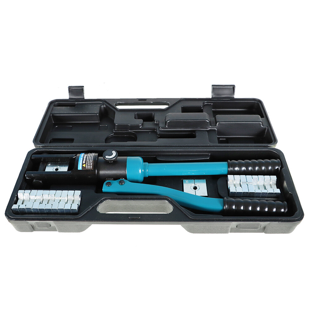 16 Ton Hydraulic Wire Battery Cable Lug Terminal Crimper & Improved 13 Dies