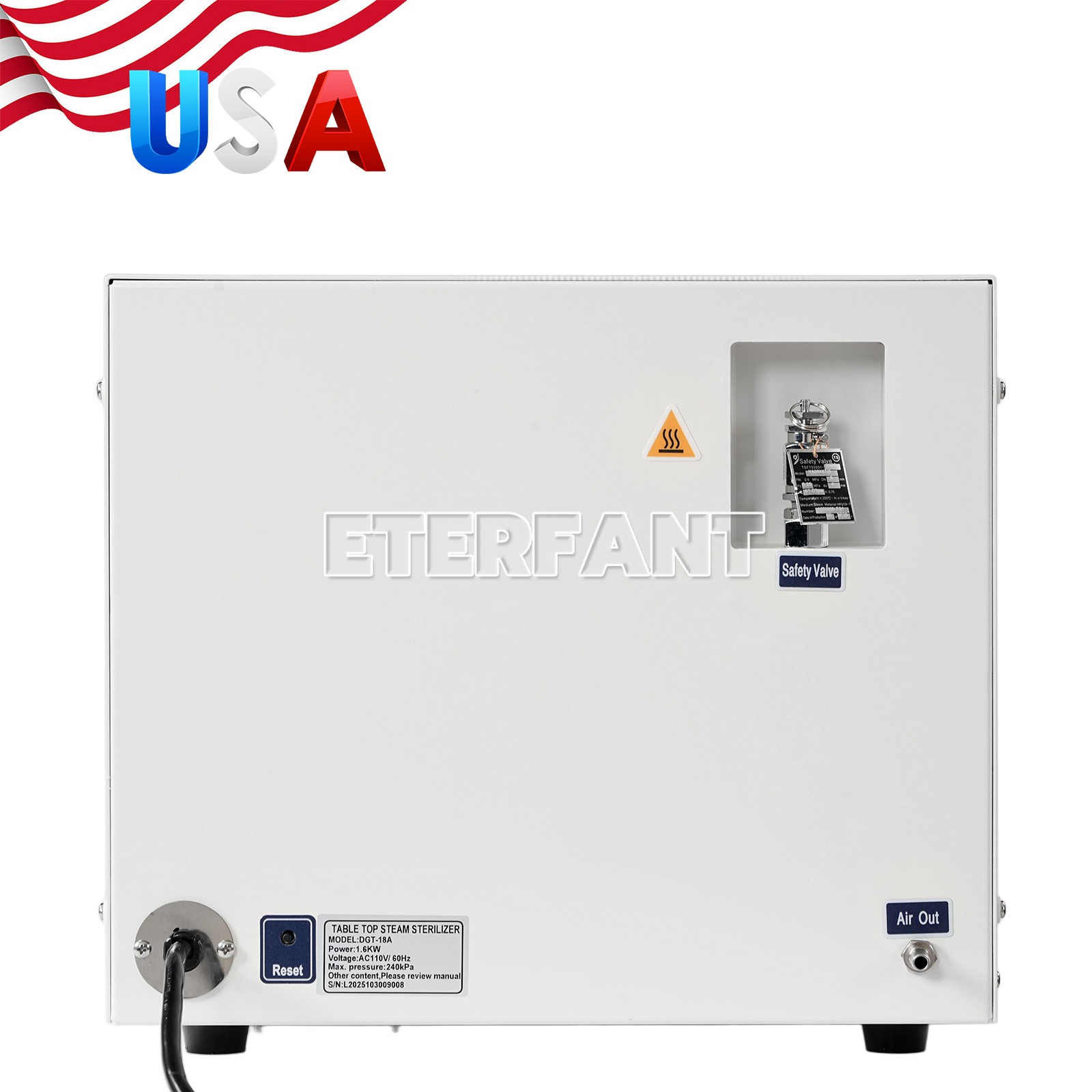 ETERFANT 18L Class N Dental Autoclave Steam Sterilizer Medical Sterilization