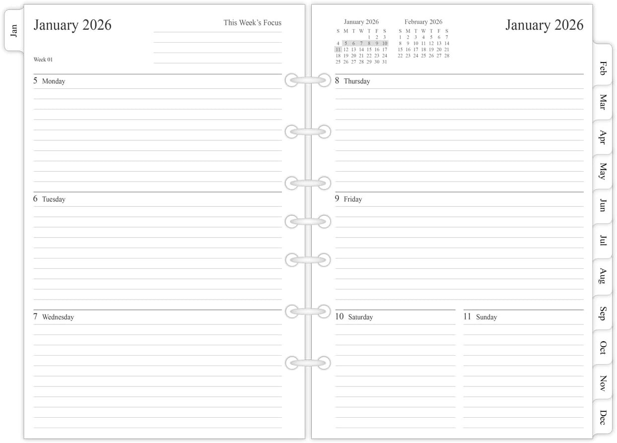 newestor 2026 Weekly and Monthly Planner Refill, 5-1/2″ x 8-1/2″,