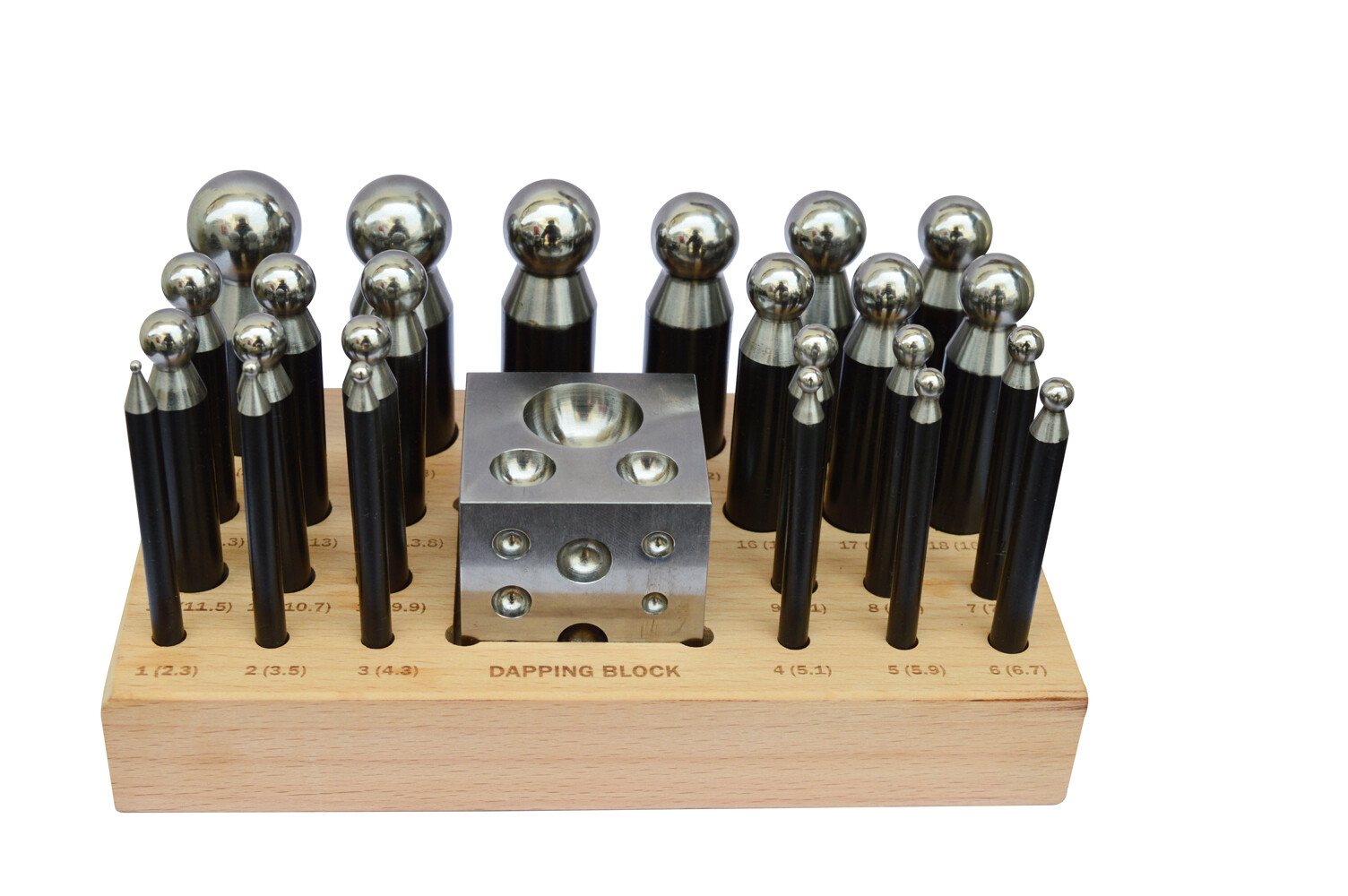 24pc Dapping Block & Punch Set Jewelers Bead Forming Craft Pro High Carbon Steel