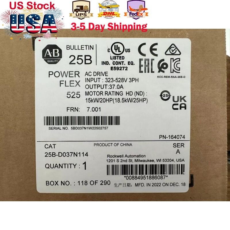 25B-D037N114 Allen Bradley PowerFlex 525 AC Drive NEW Factory Sealed US Free Tax