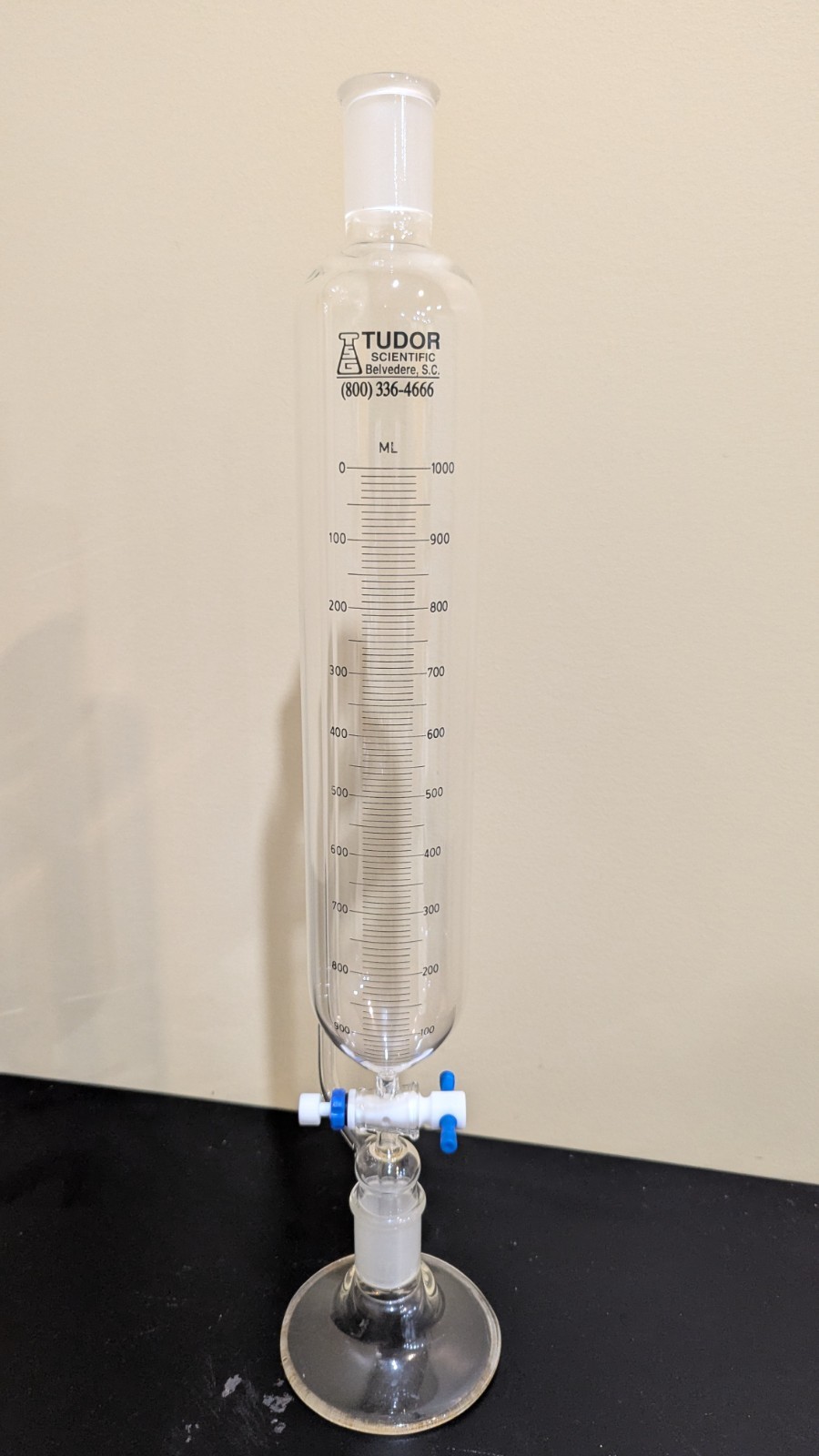 1000mL Addition Funnel, Graduated, PTFE Metering Stopcock, 29/42