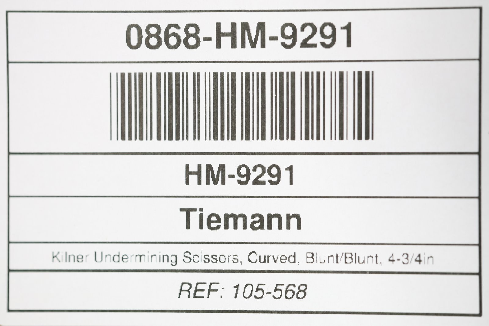Tiemann 105-568 Kilner Undermining Scissors, Curved, Blunt/Blunt, 4-3/4in