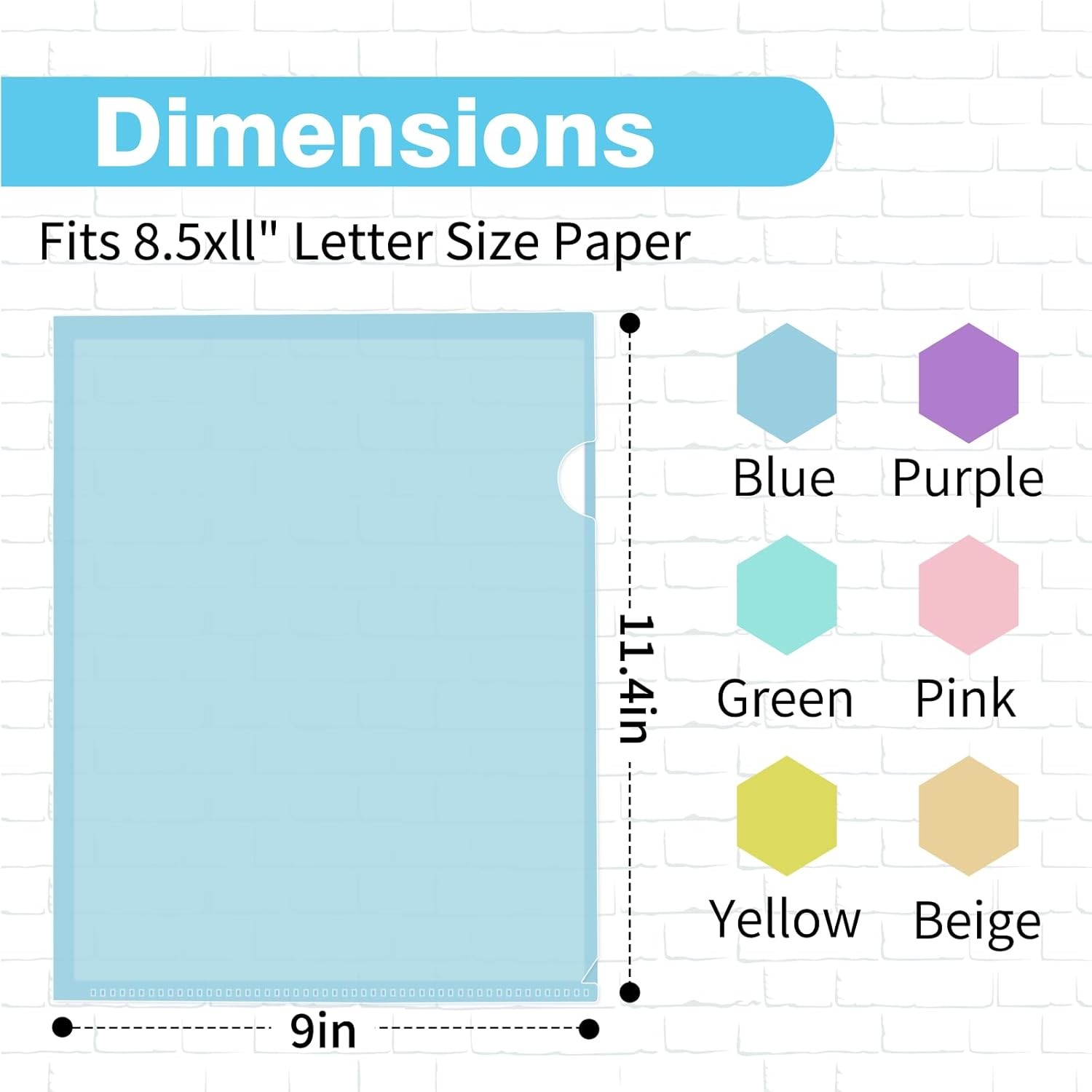 6 Pack Plastic File Folders, Letter Size Clear Project Sleeves for 8.5 x 11