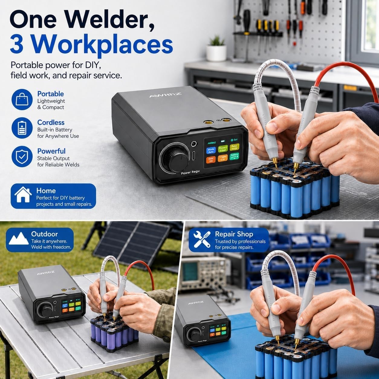 Awithz 10.2KW Spot Welder Portable Pedal Spot Welding Machine for 18650 Battery