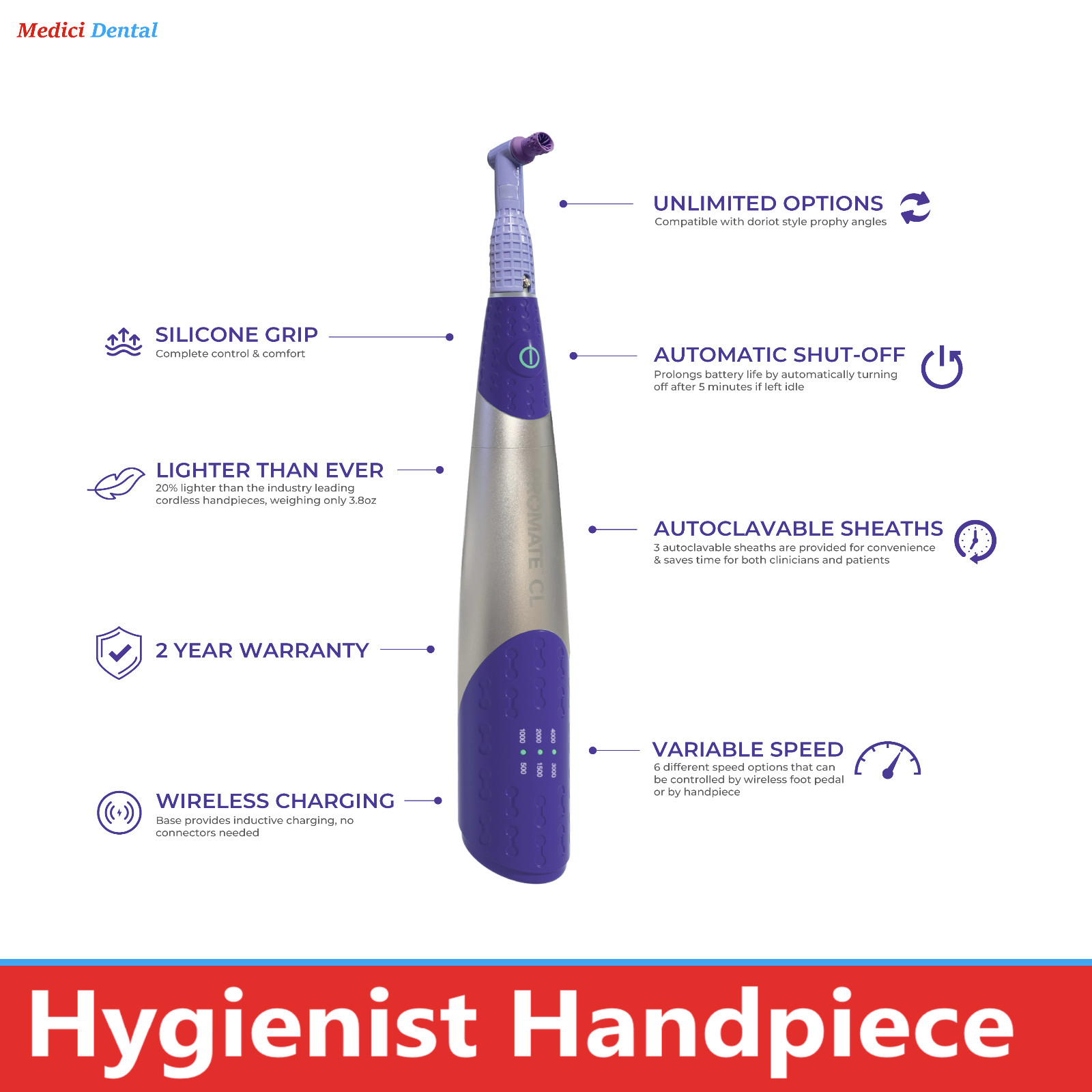 DENTAL HYGIENE PROPHY PROMATE CL CORDLESS HANDPIECE KIT PacDent -2 Year Warranty