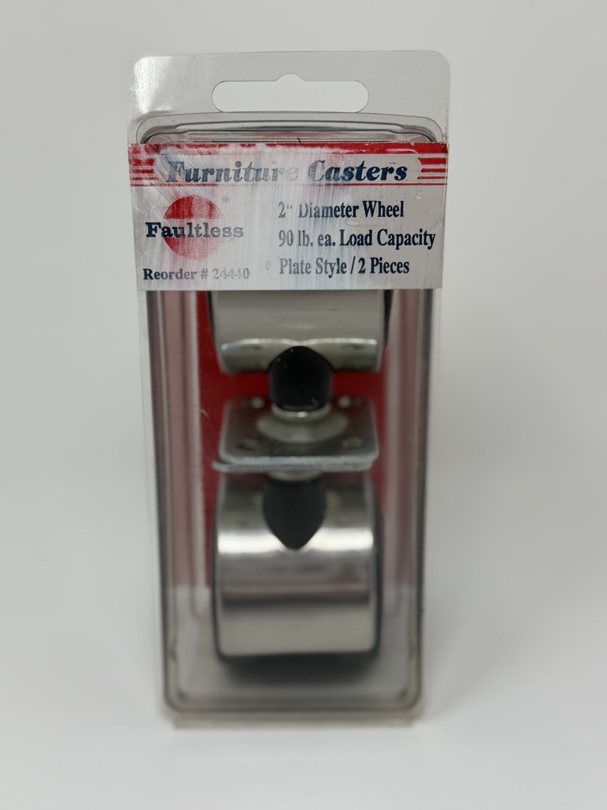 Faultless 2″ Dual Wheel Casters #24440 Black Silver Pack 2 pack New