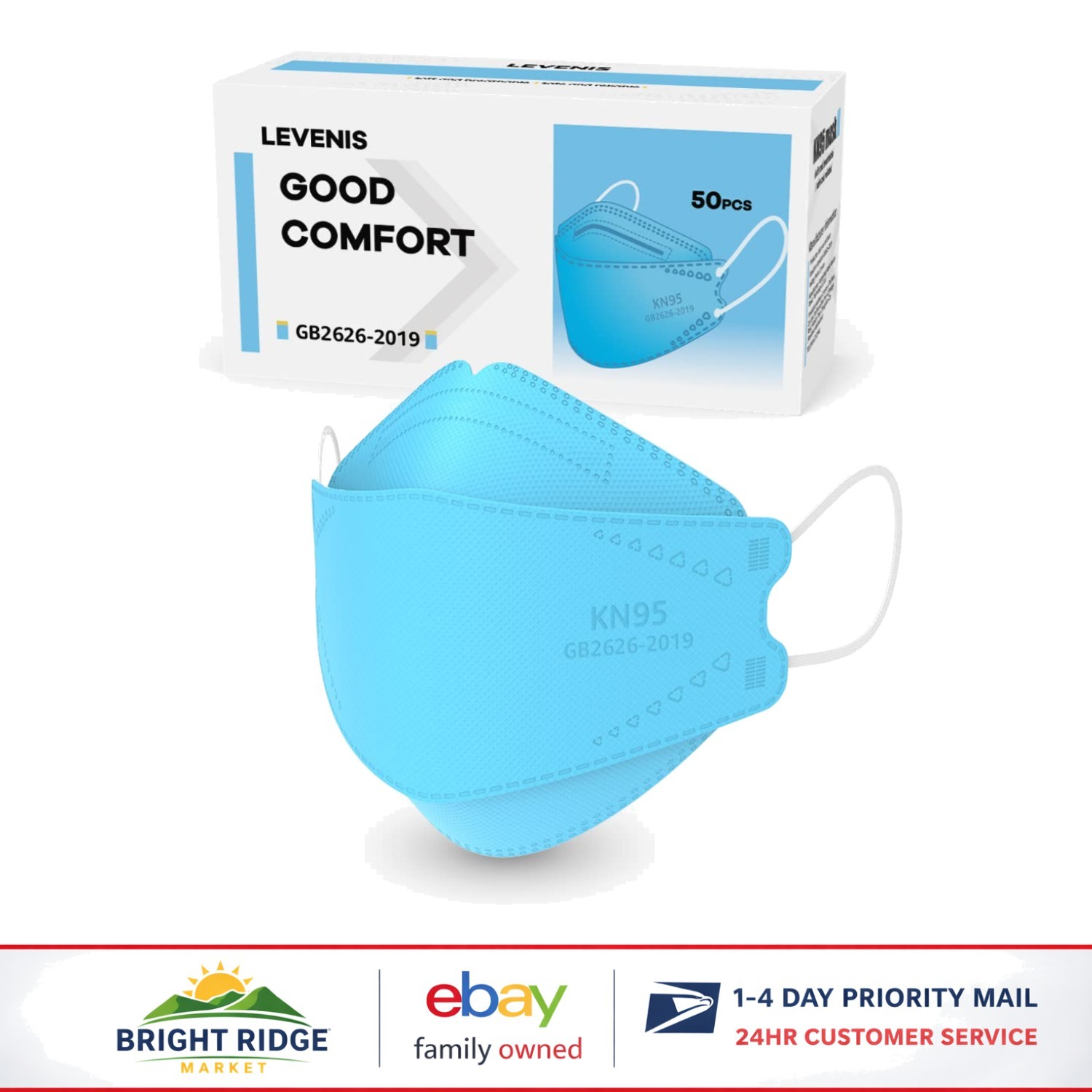 50 Count KN95 Face Masks for Teens and Adults, Comfortable Skin-Friendly Fit