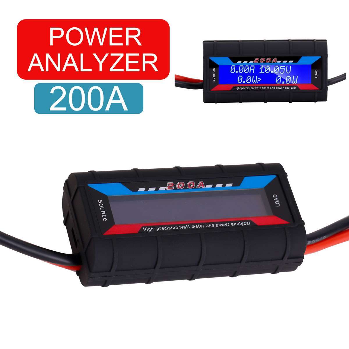 200A LCD Digital Watt Meter DC Volt Amp Monitor Analyser For RC Battery Solar