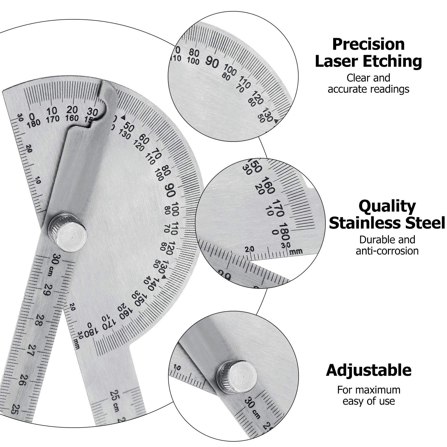 Angle Protractor Angle Finder Ruler Two Arm Stainless Steel Protractor Woodworki