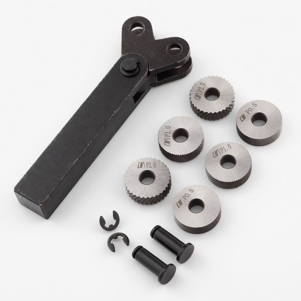 7Pc Knurling Tool Set High Speed Steel Lathe Diamond Straight Knurl Wheel Cutter