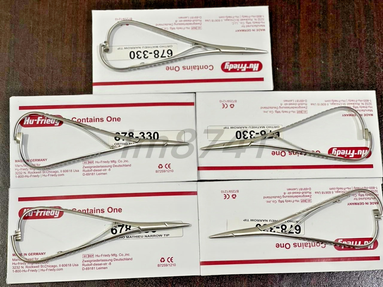 LOT OF 5 HU FRIEDY Mathieu Narrow Tip Orthodontic Plier | 678-330