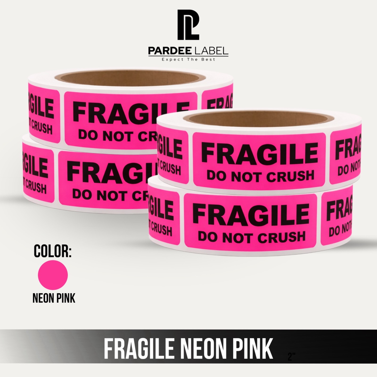 FRAGILE Stickers 1″x3″ Neon Pink Labels – 250/Roll – Shipping Warning Labels