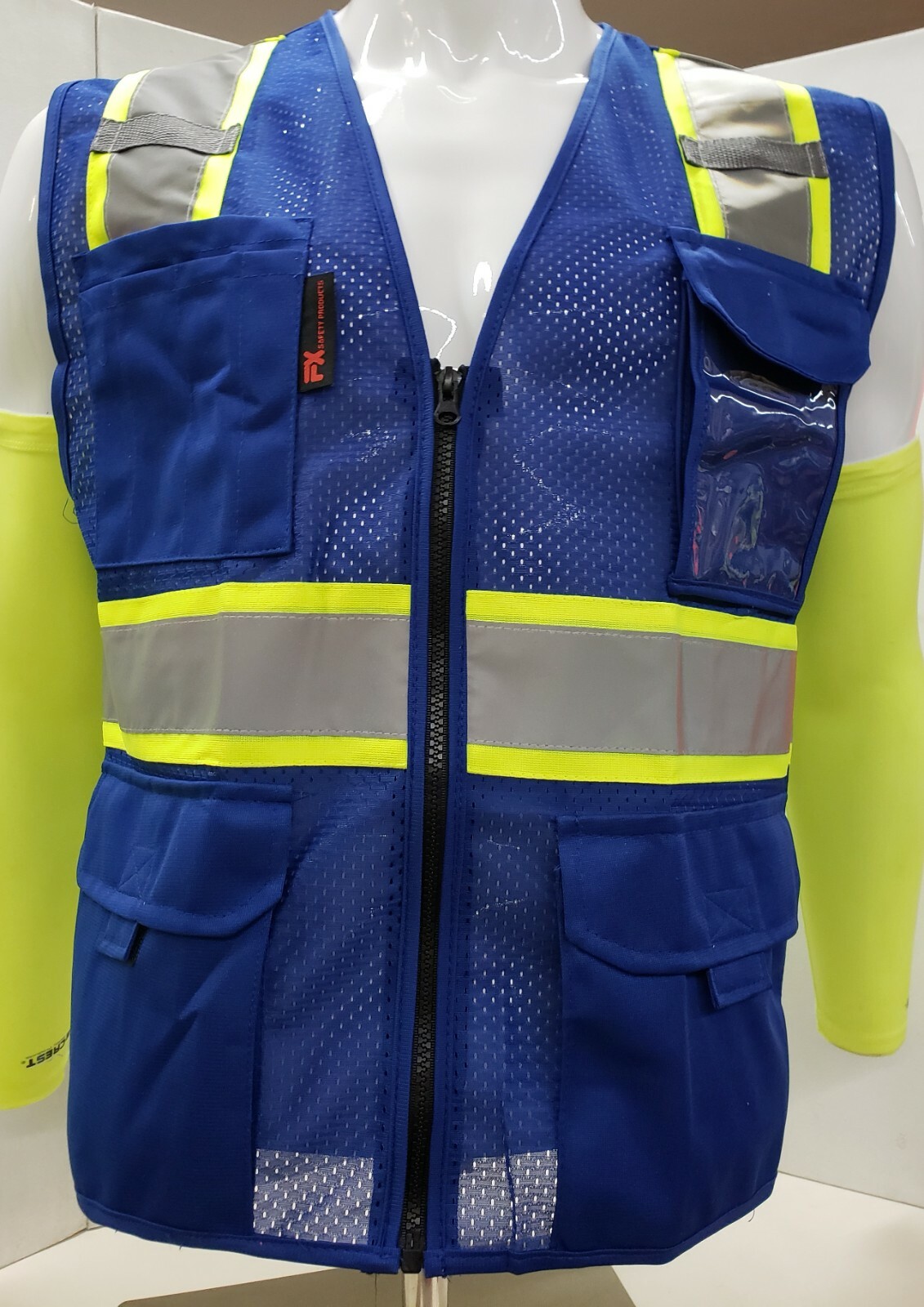 Two Tone Hi Visibility Reflective BLACK OR BLUE Safety Vest (X-Small to 2XL)