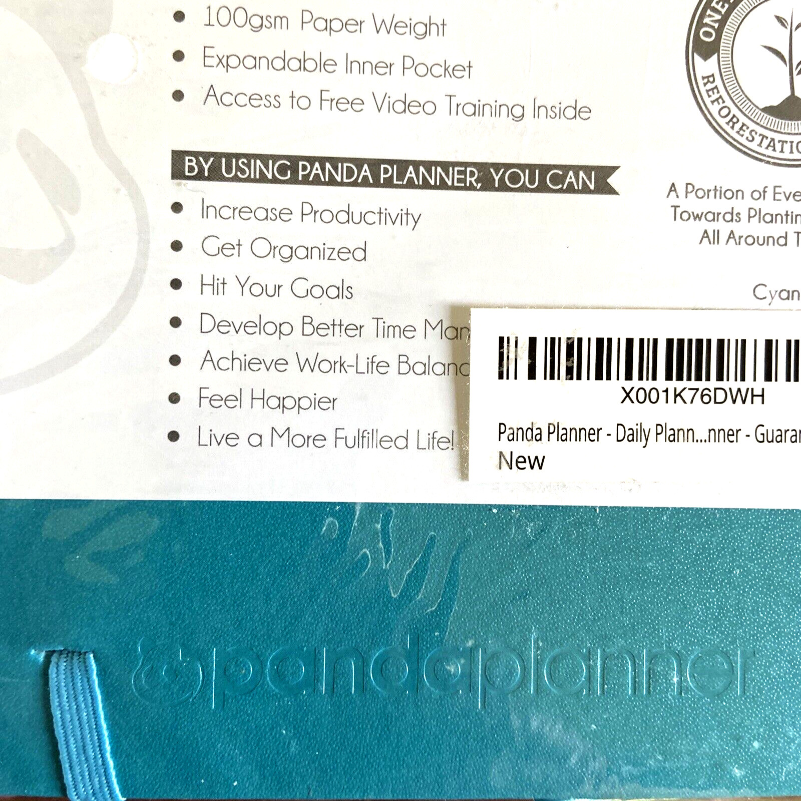 Panda Planner Hardcover Non Dated Daily Planner 5.25 x 8.25 Week Month Cyan Teal