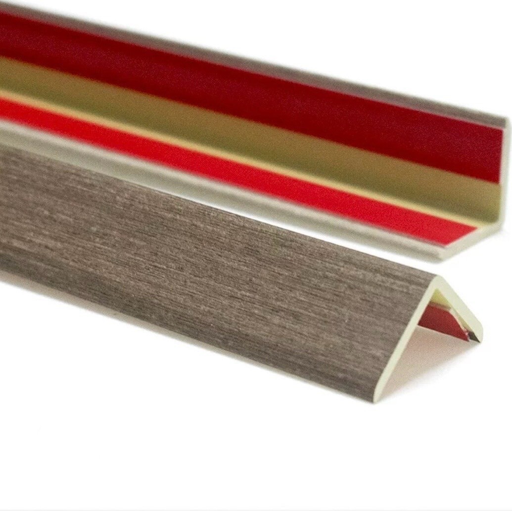 PVC Plastic Corner Protector Wood Pattern 90 Degree Edge Guard Adhesive 47 in