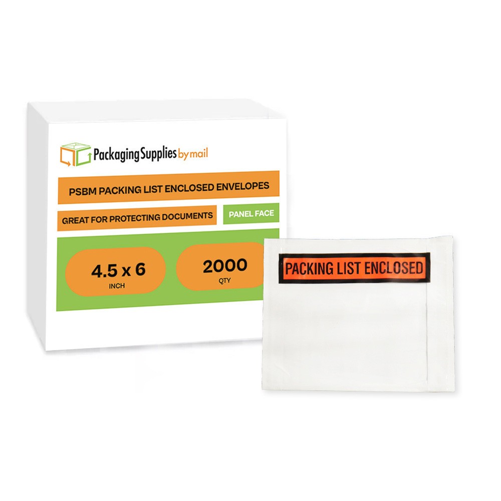 Packing List Enclosed Pouches, 4.5″x6″, Panel Face, Self-Adhesive, 2000 Pack