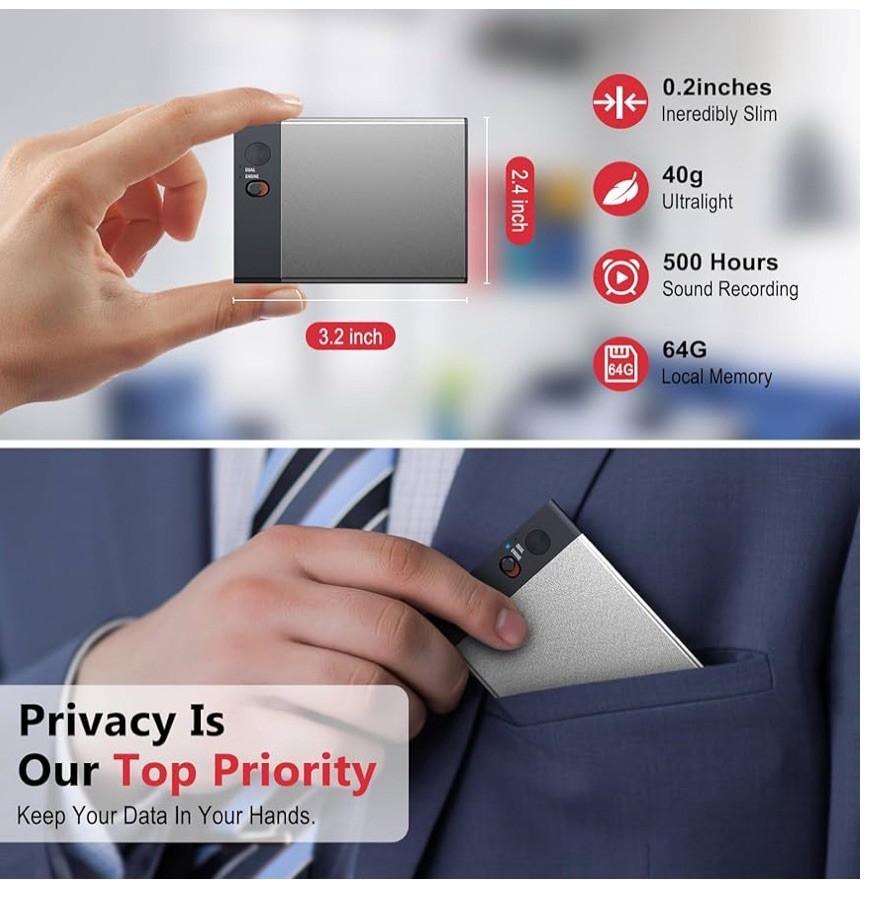 Note AI Voice Recorder w/APP Control Bluetooth Aluminum Alloy 64GB Black ChatGTP