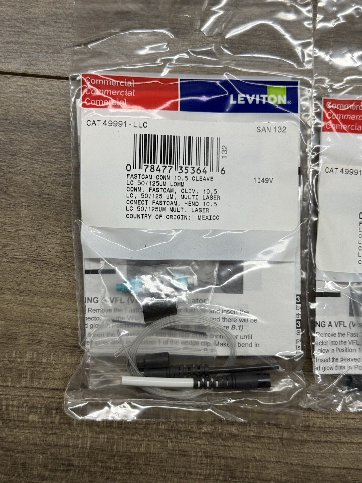 (Lot Of 6) Leviton 49991-LLC FastCAM Pre-polished Fiber Optic Connector LC OM3