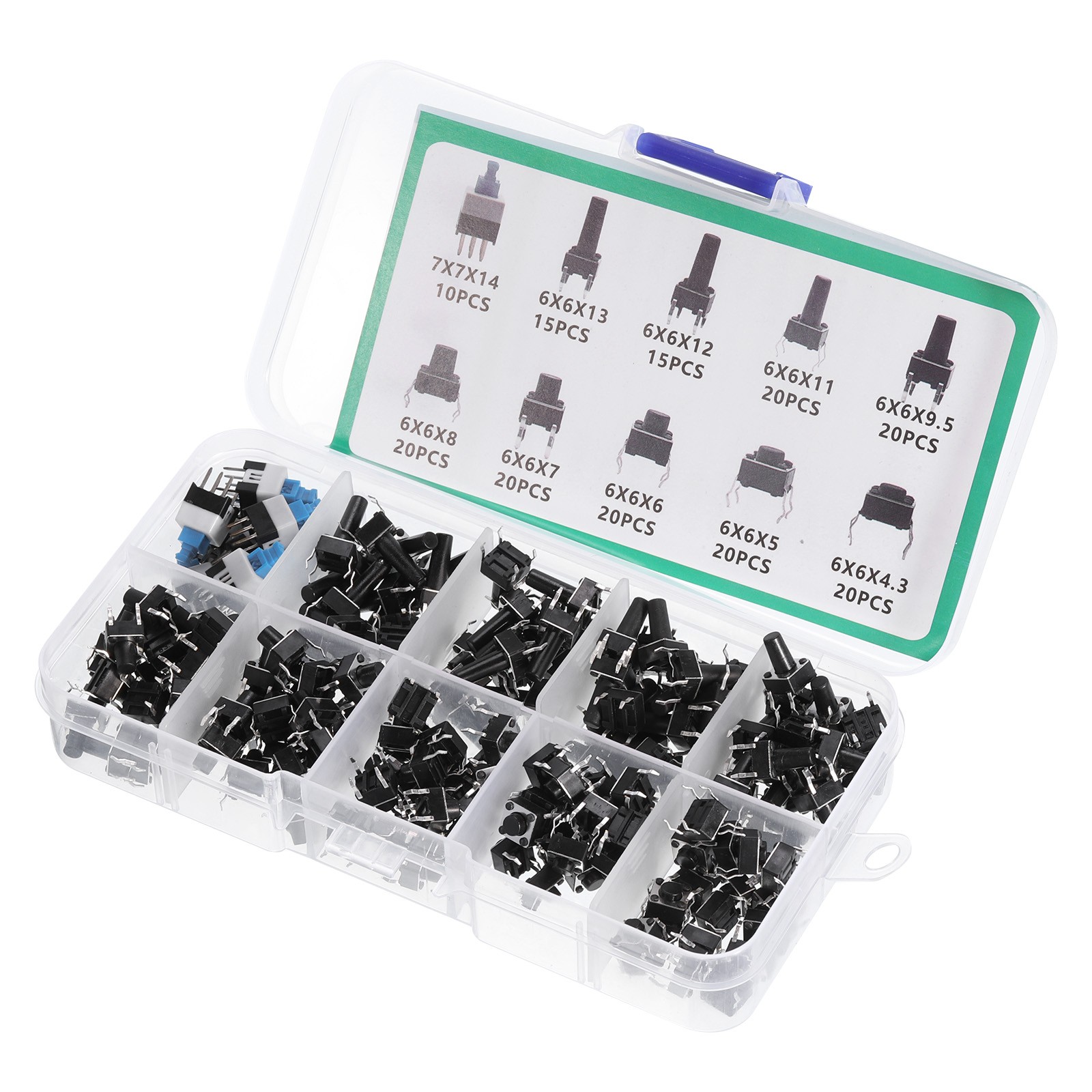 180Pcs Micro Momentary Tact Switch Kit Tactile Push Button Switch 10 Types