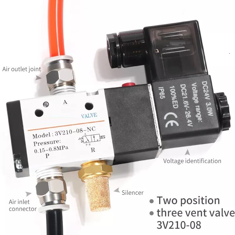 3V210-08 2-Position3-Way Solenoid Valve NO/NC Pneumatic Electronic Control Valve