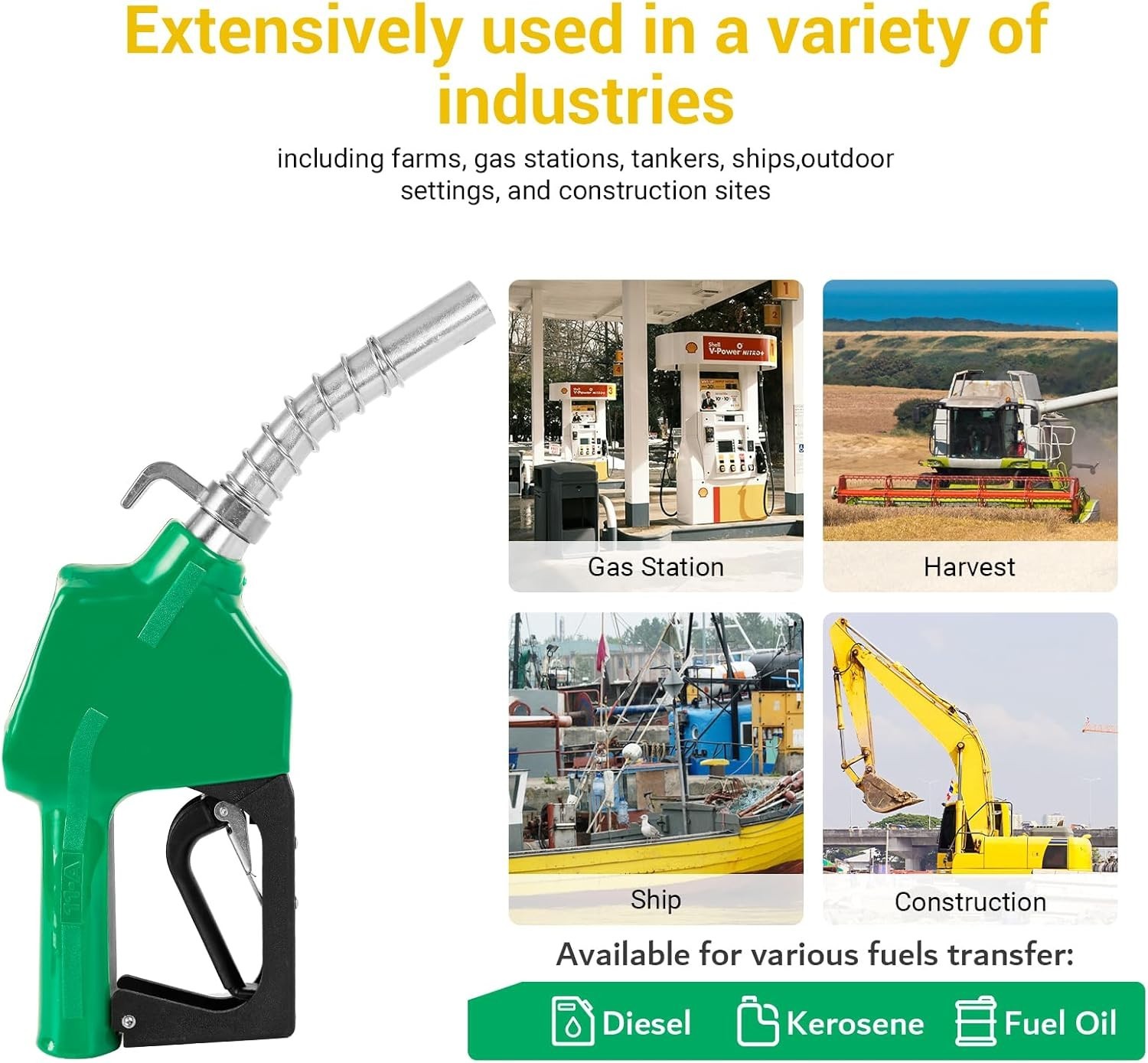 3/4 inch Automatic Fuel Nozzle Self-sealing Diesel Transfer Nozzle Auto Shut Off