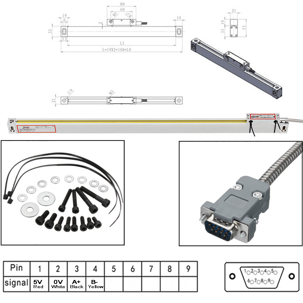 Linear Scale Digital Readout 2/3 Axis DRO Display Kit for Bridgeport Mill Lathe