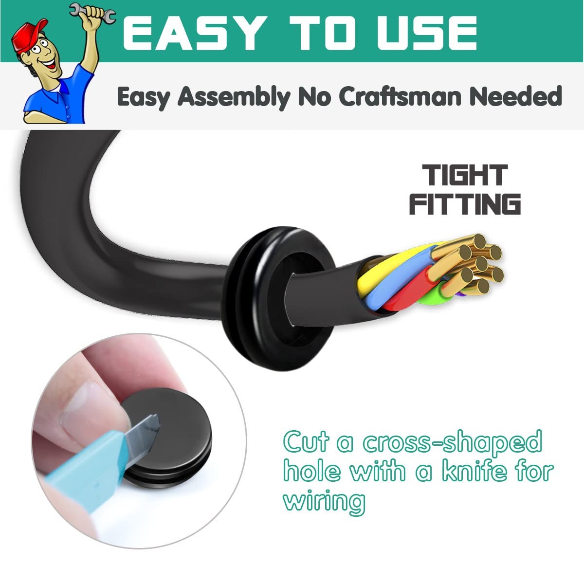 Rubber Grommet Kit 170 Pack Black Firewall Grommet Assortment 7 Sizes Rubber…