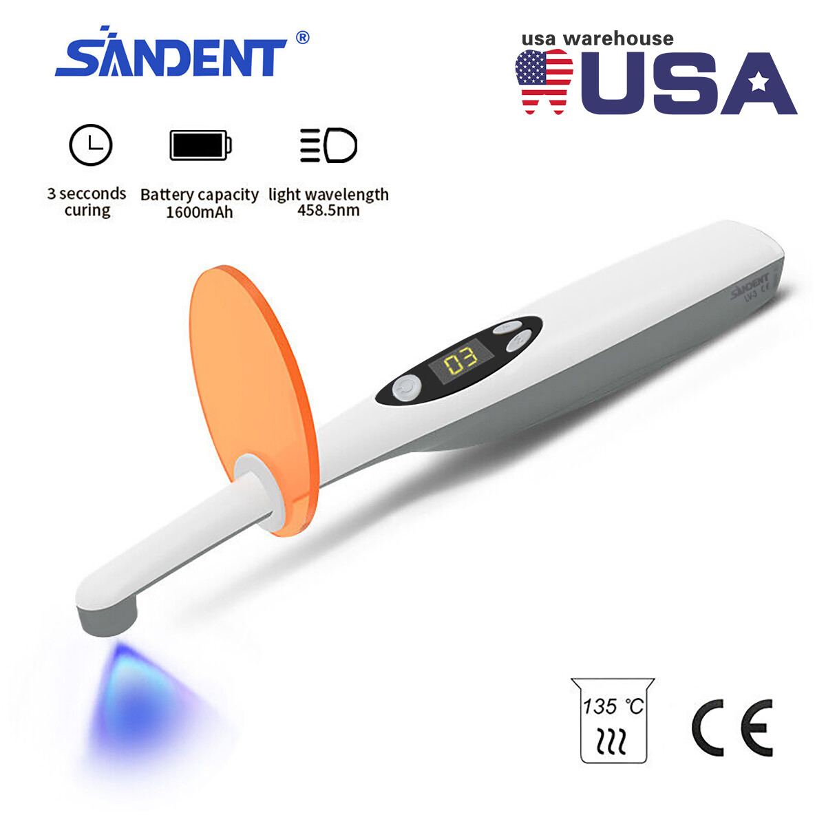 Dental Woodpecker iLed Style Curing Light 3 Sec Resin Cure Lamp Cordless LED 3S