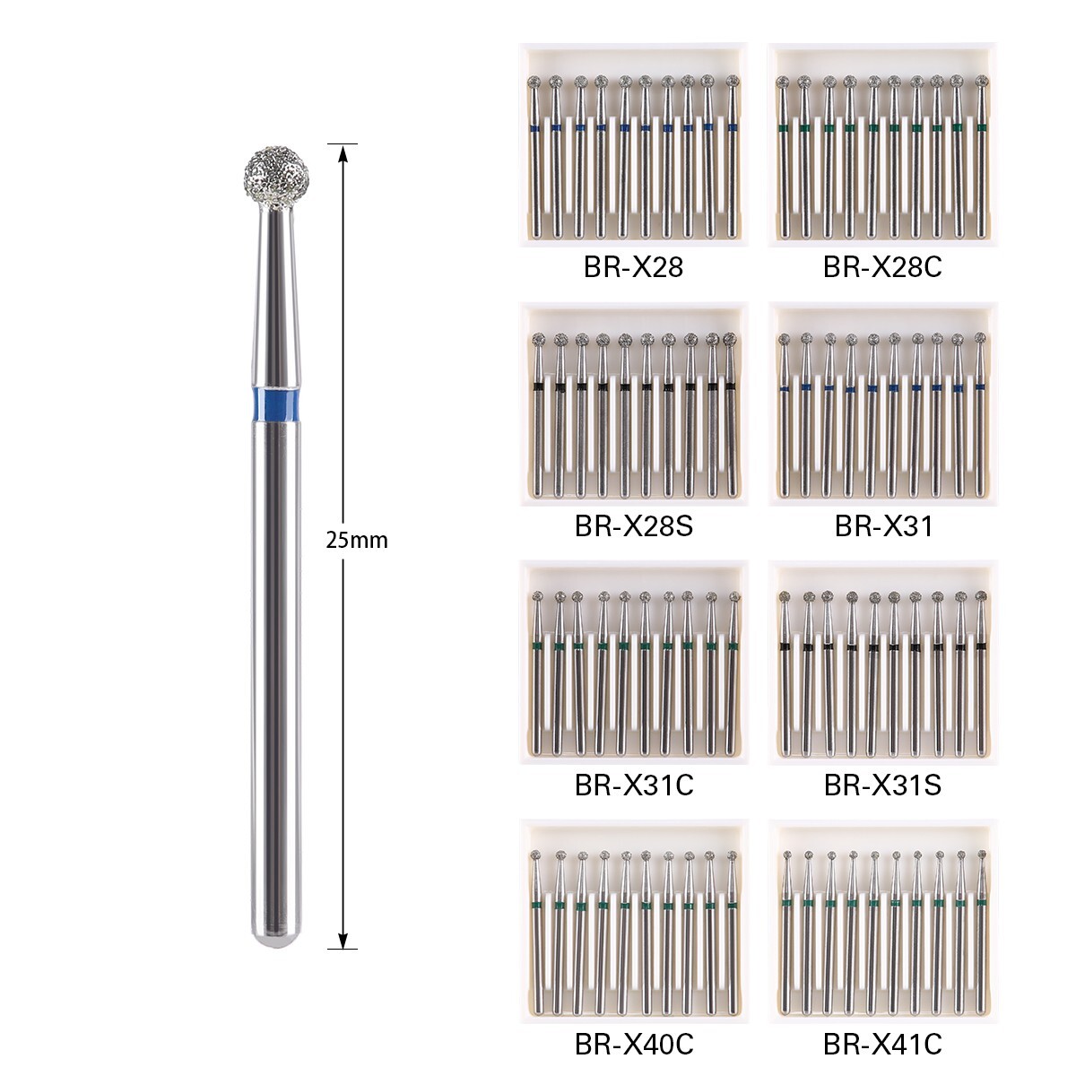 10 Boxes Mango de alta velocidad de diamante ultragrueso dental FG1.6mm 450,000