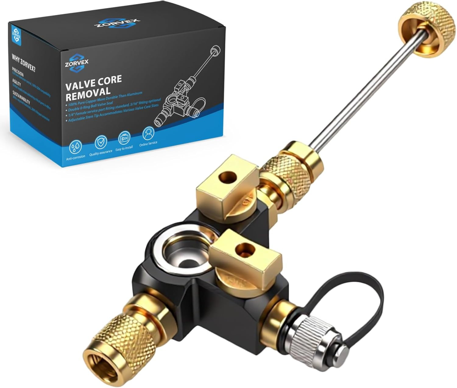 VC2G 1/4″ Valve Core Removal Tool Dual Valve with Sight Glass – Vacuum-Rated 20