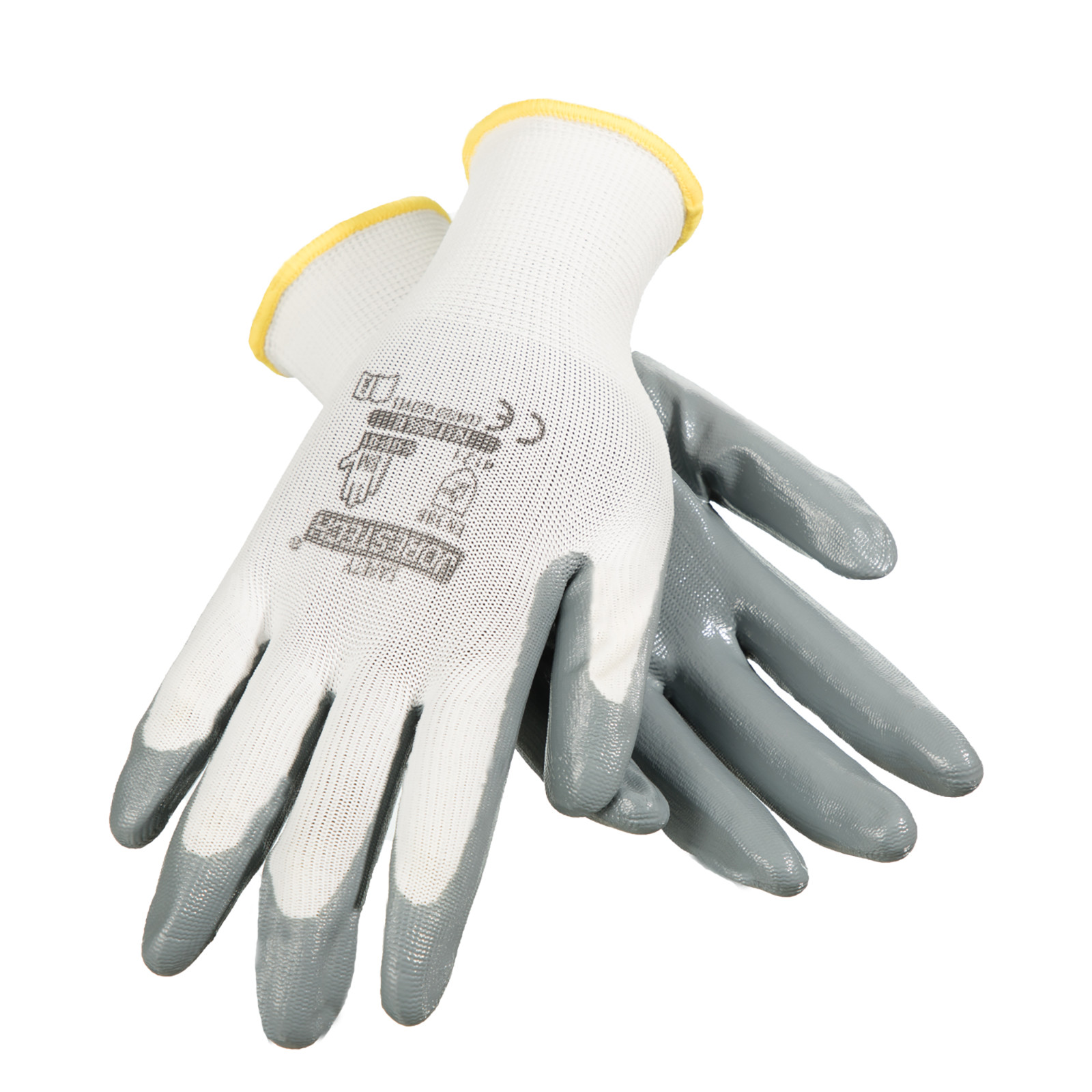 Grey Nitrile Dipped Poly Work Gloves ( 12 Pairs ) 1 Dozen JORESTECH