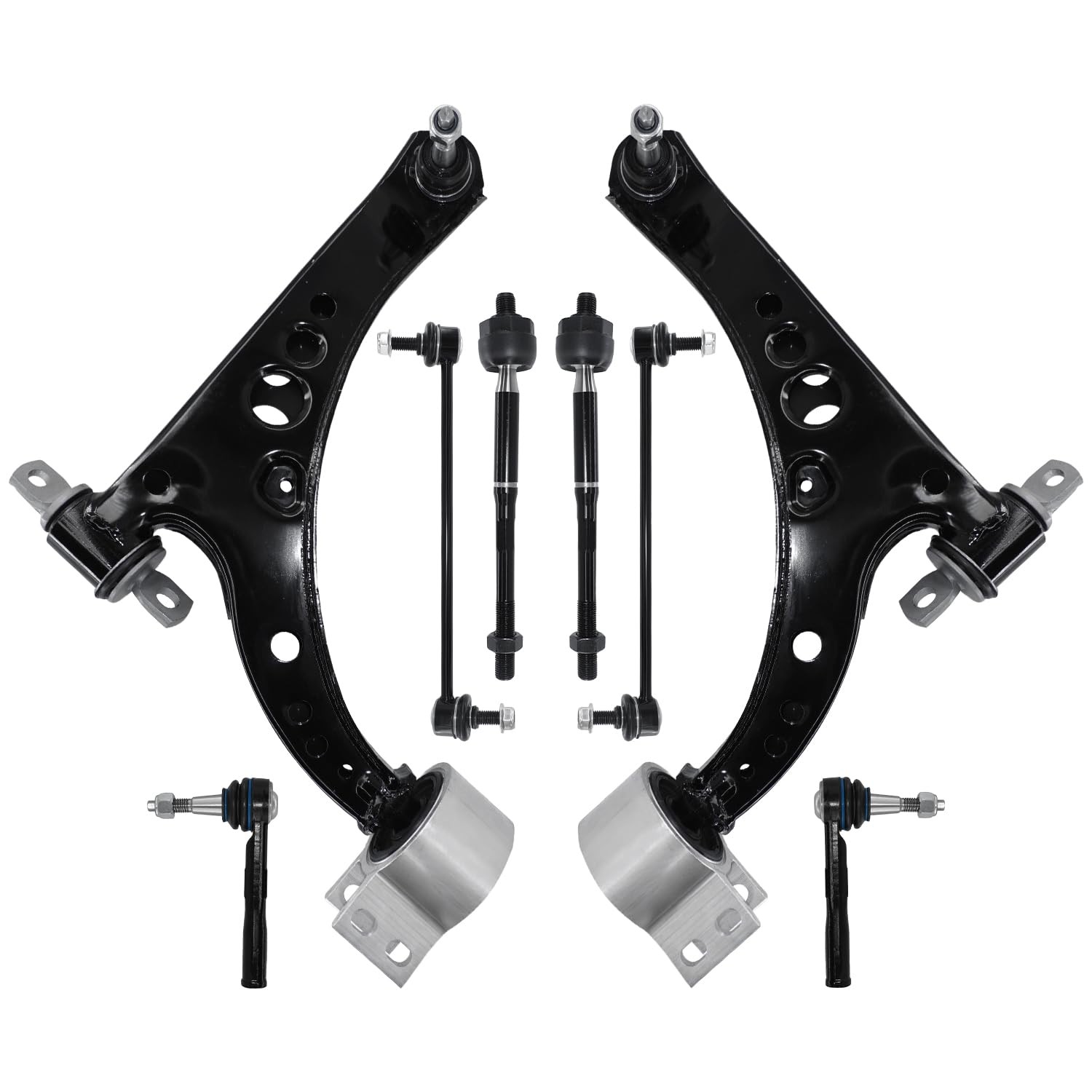 8Pcs Front Lower Control Arm Sway Bar Tie Rod For 2016-2019 Chevy Cruze Volt