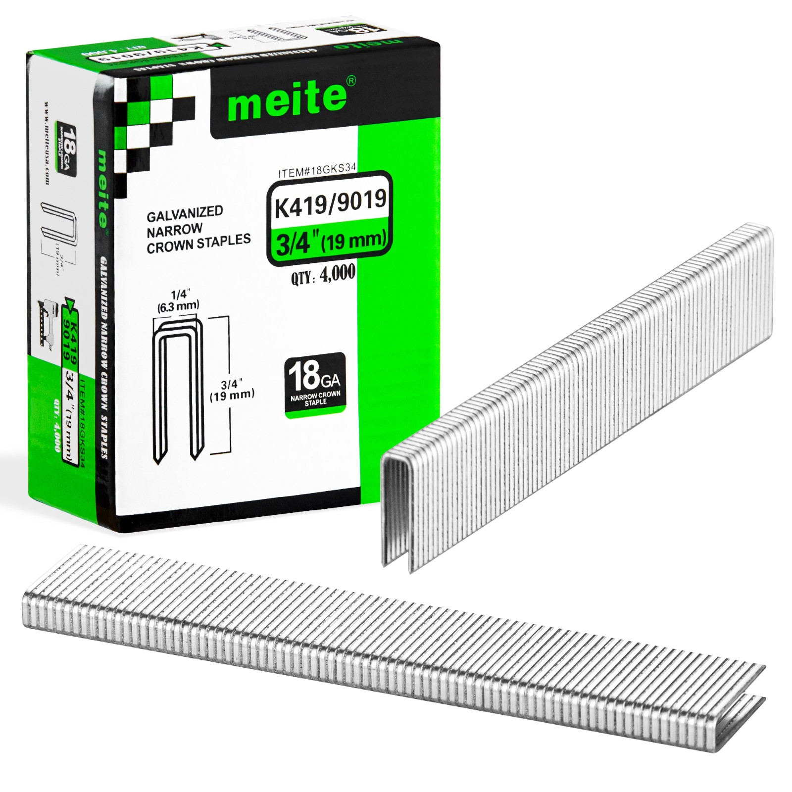 meite 18 Gauge 1/4″ Narrow Crown Staples 1/2″ to 1-1/2″ Length Heavy Duty Staple