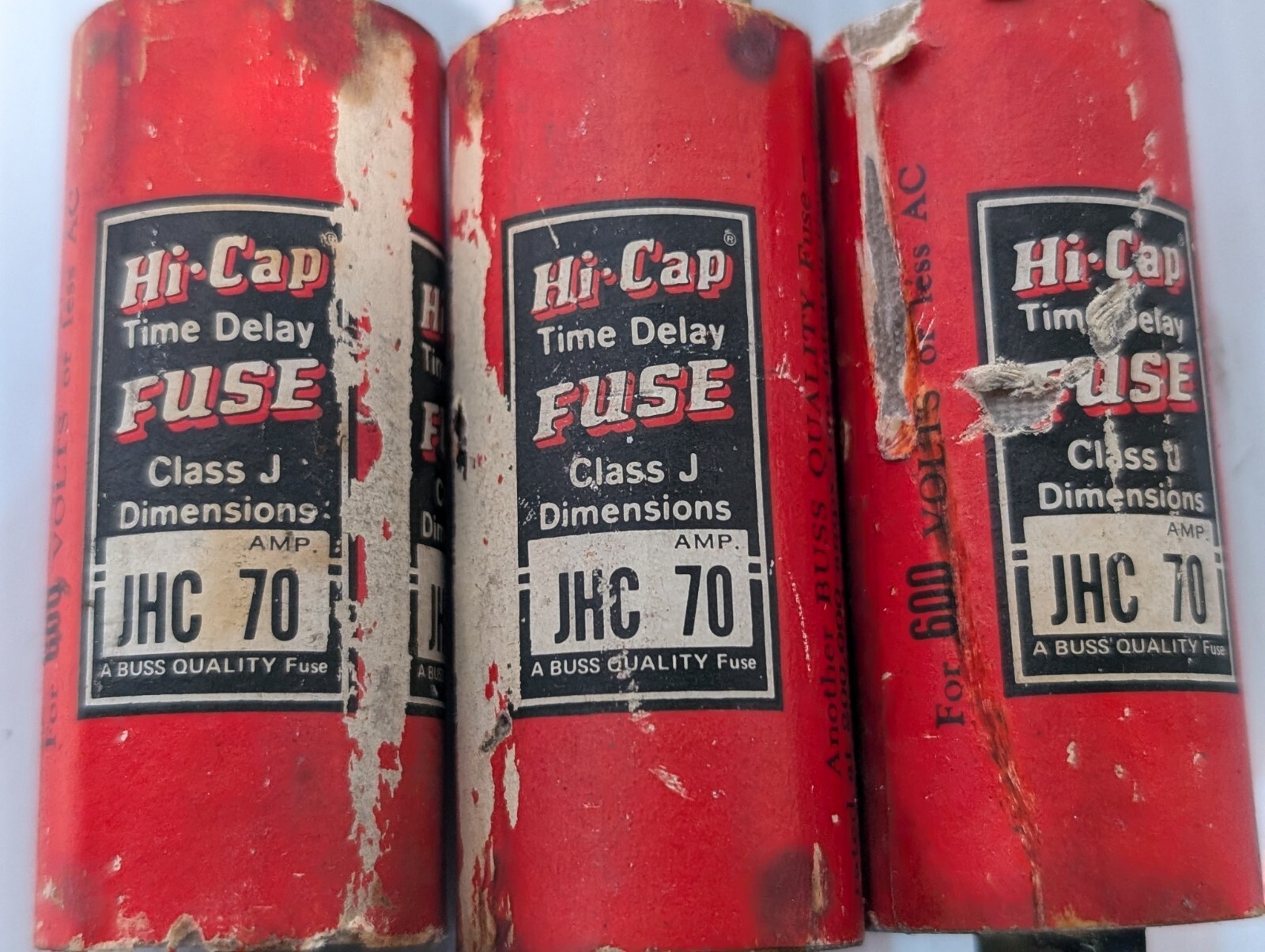 Lot of 3 Bussmann JHC 70 Fuses, 70A, 600VAC – Free Returns