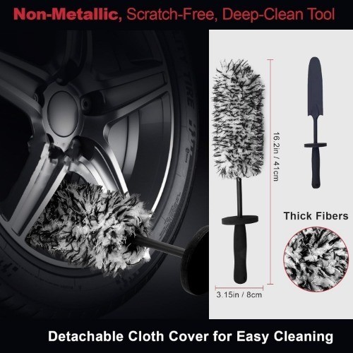 4PCS Professional Wheel Detailing Set – Metal-Free Flat Rim Brush, Du Color: 4