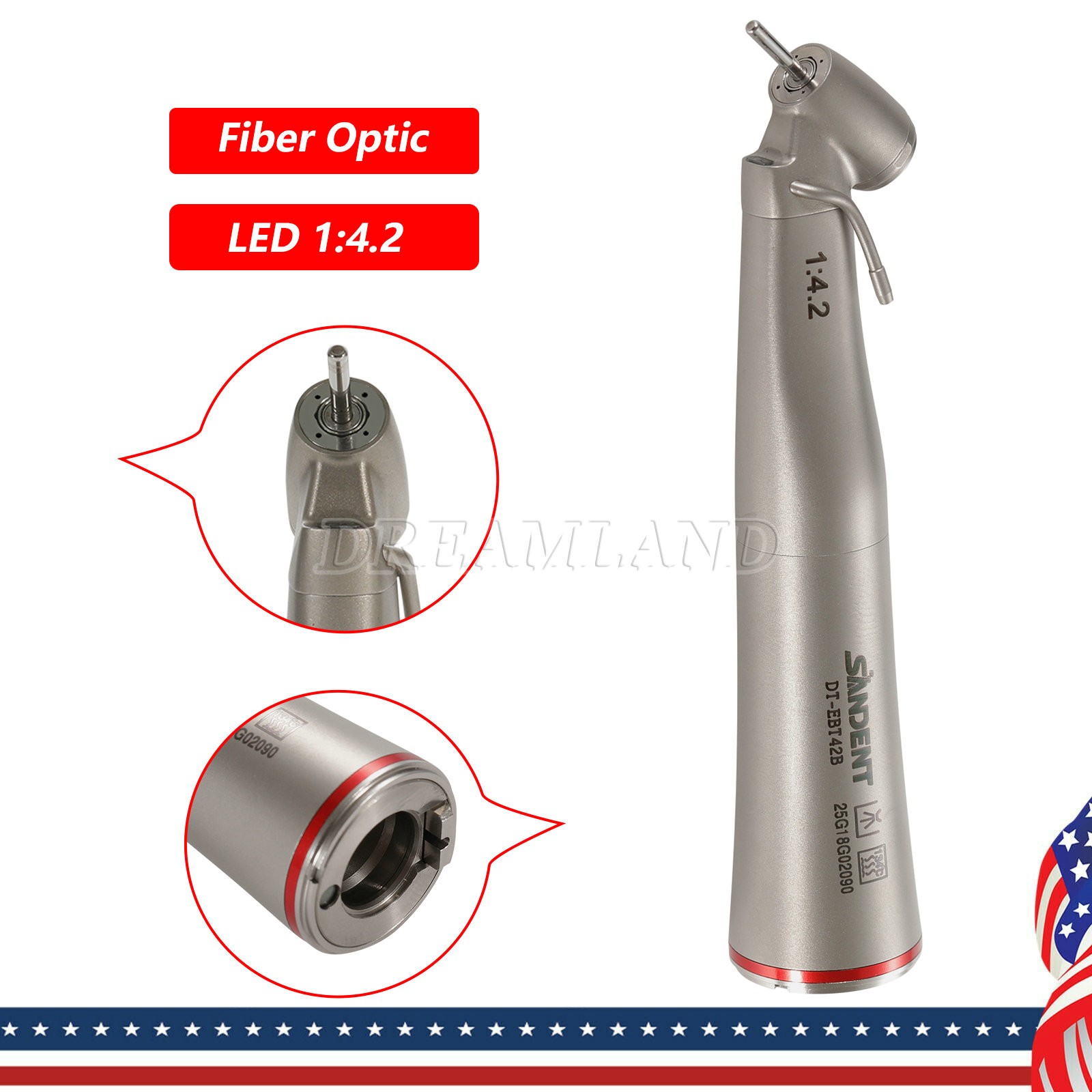 External Spray Fiber Optic Dental Surgical Contra Angle fit FG Burs 1:4.2