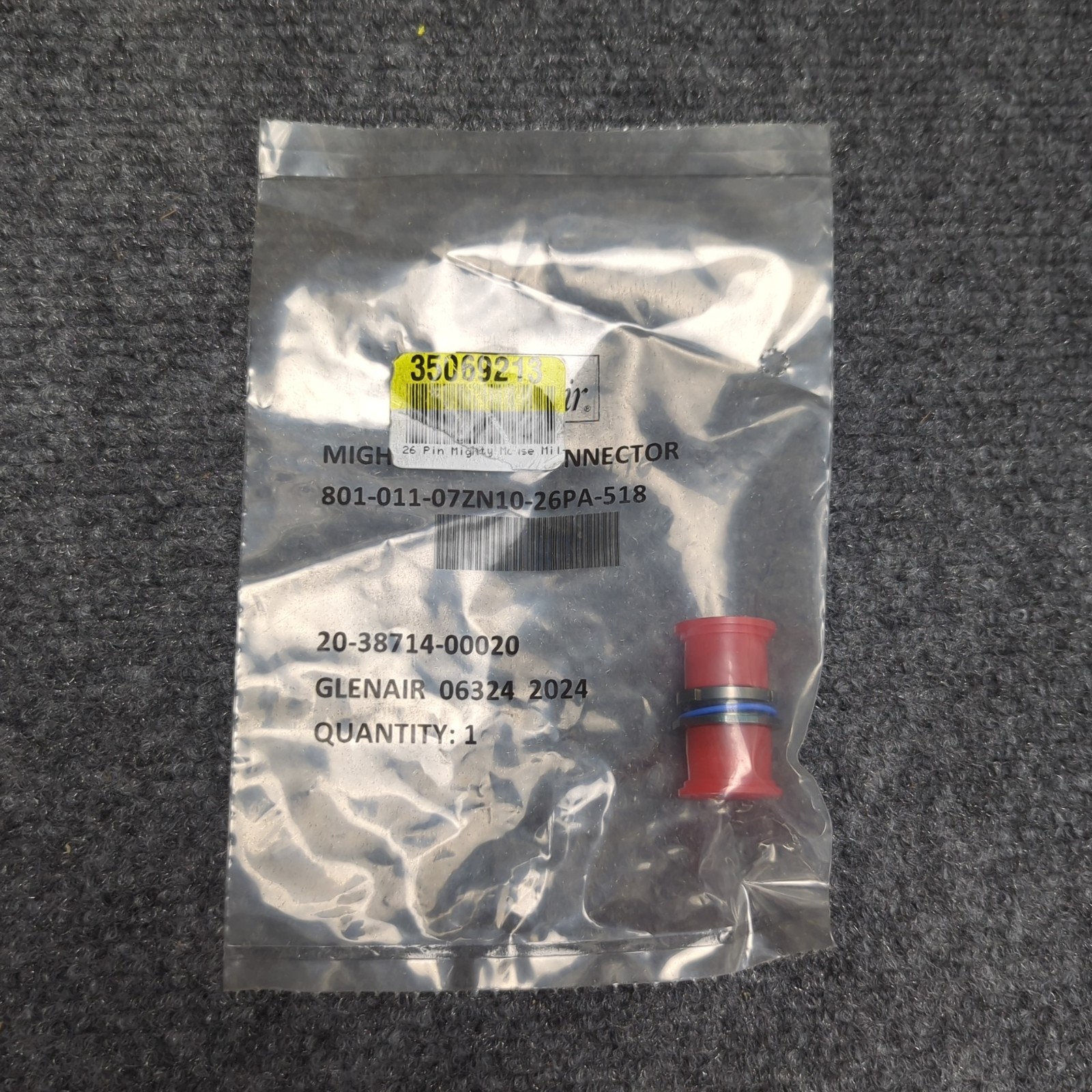 Glenair 801-011-07ZN10-26PA-518 Circular Connector 26 Pin MIL Spec Receptacle