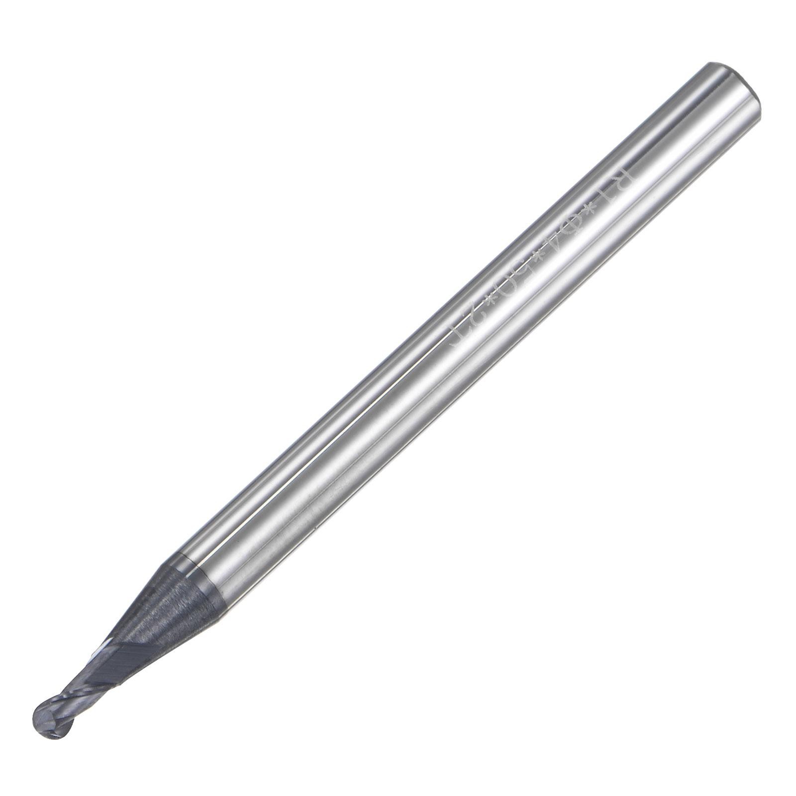 1mm Radius 50mm Long HRC45 Carbide AlTiSin Coated 2 Flute Ball Nose End Mill