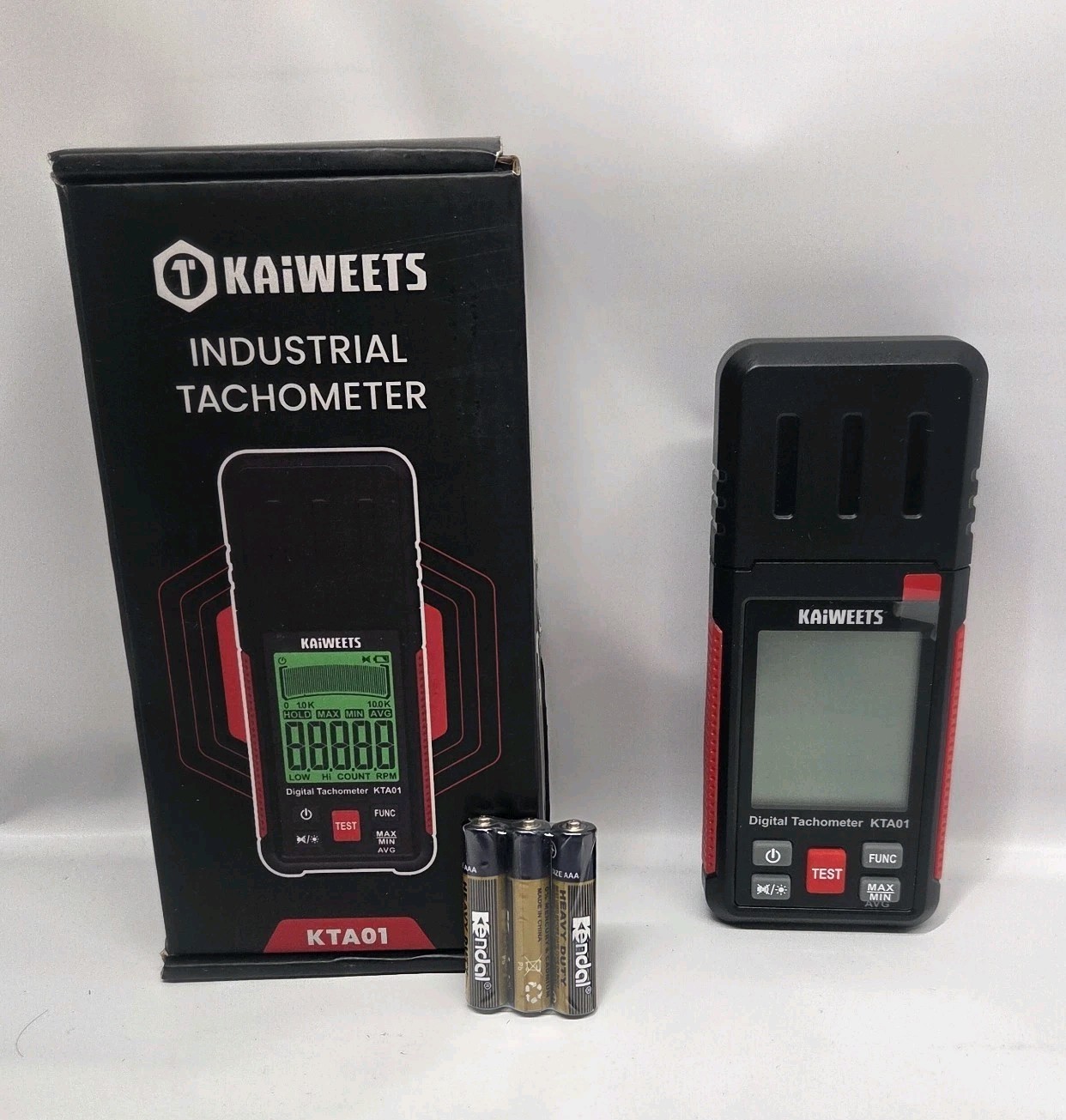 KAIWEETS Non Contact RPM Tachometer with Reflection Tape, 10-99999 RPM KTA01