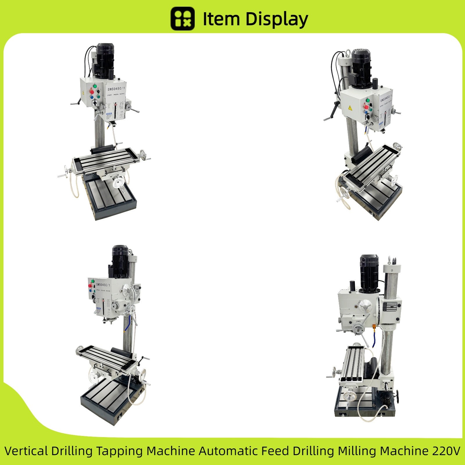 Automatic Feed Drilling Milling Machine 220V Vertical Drill Press R8 Taper
