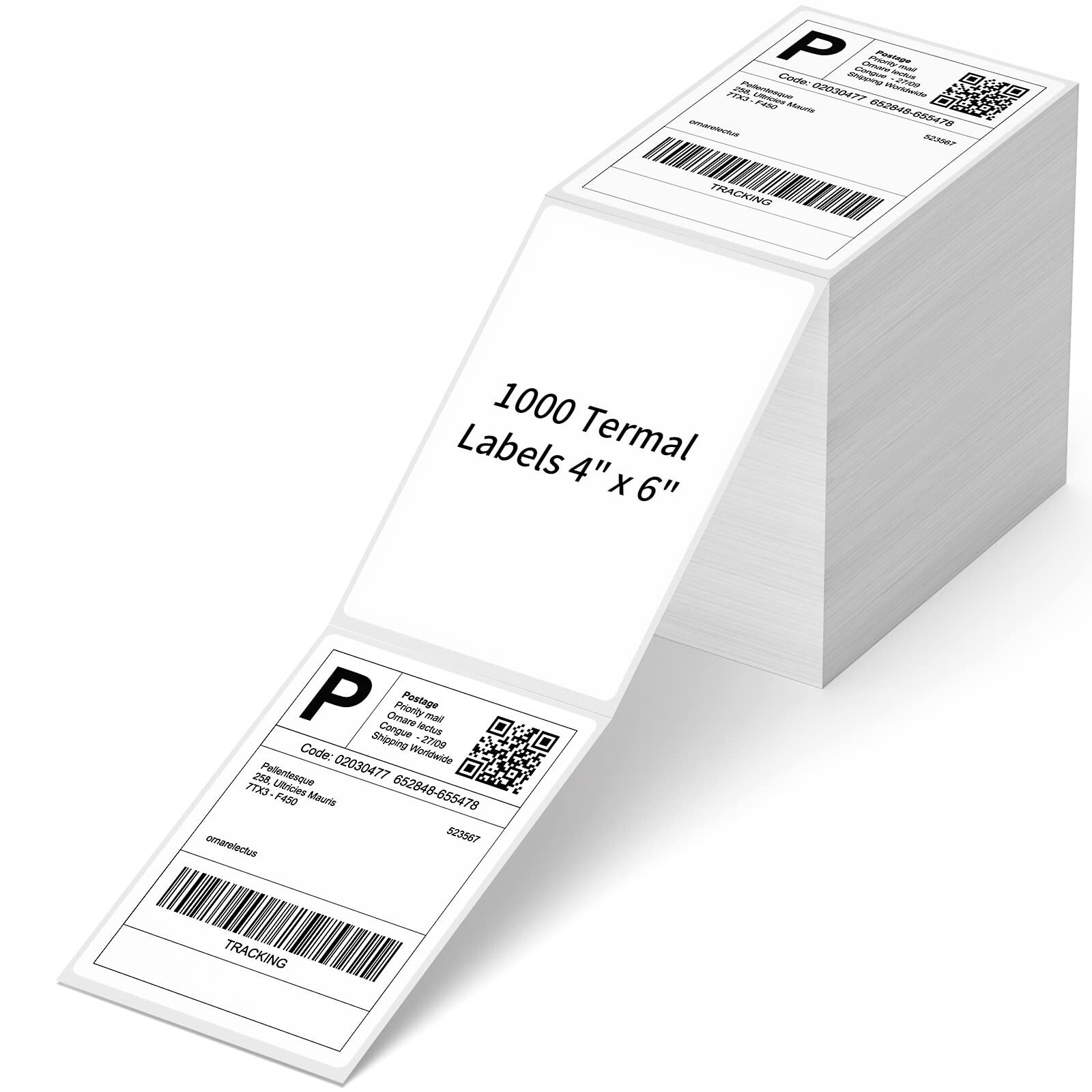4″ x 6″ Fanfold Direct Thermal Labels, 1000 Labels Per Stack, White Perforate…