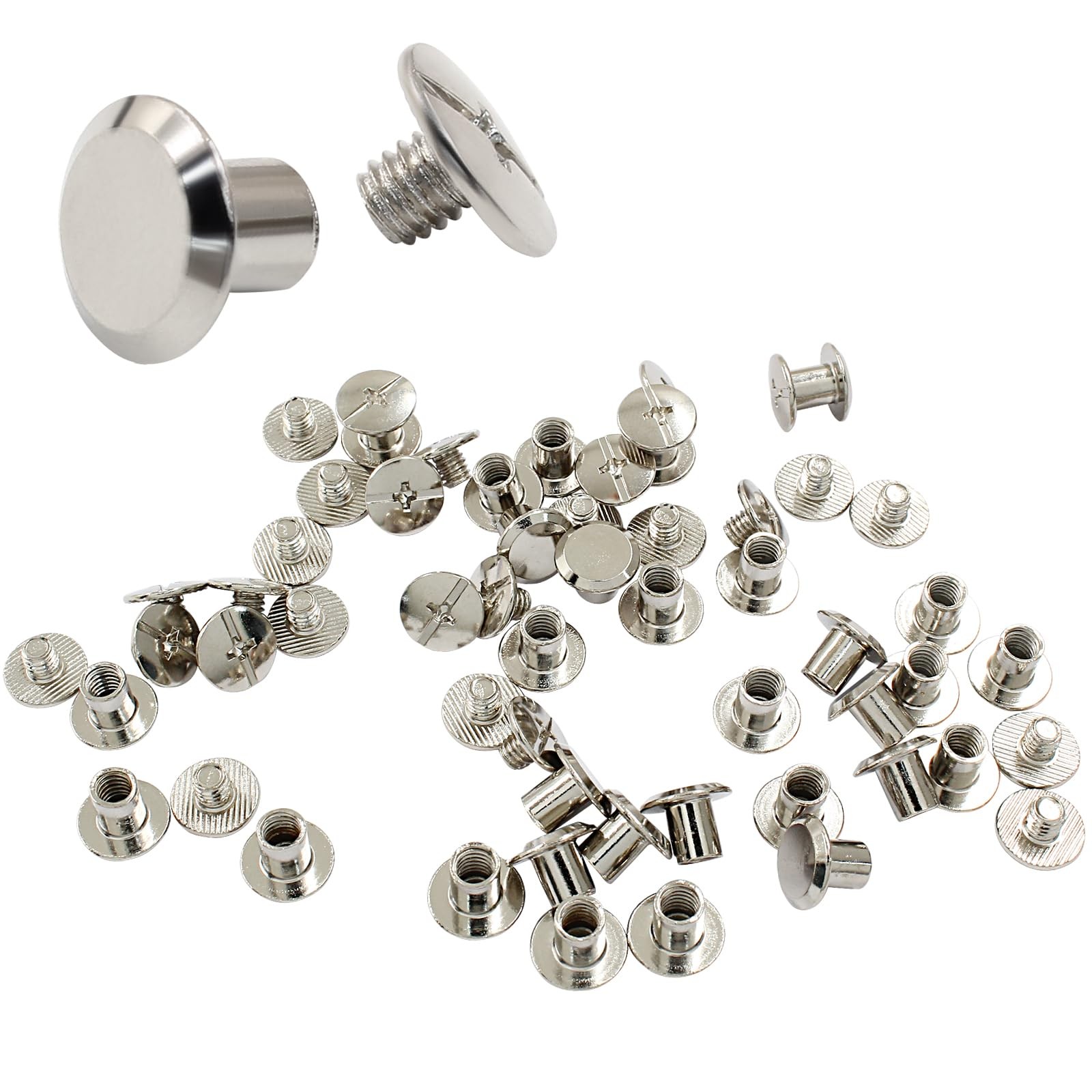 Hitefu 30 Set Phillips Head Chicago Screws for Leather, M4 x 6mm Book Binding…