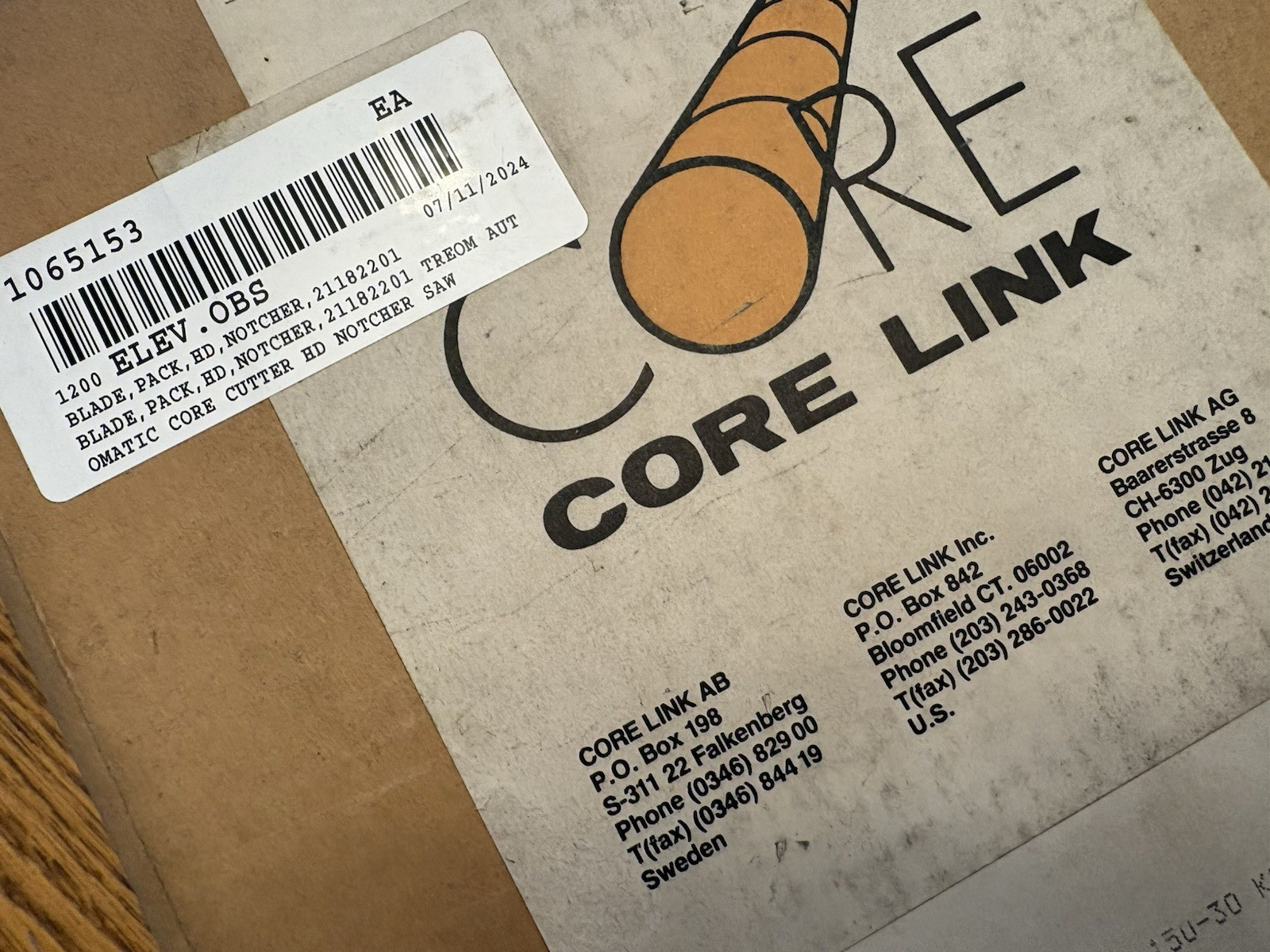 NIB CORE LINK 6″ Dia Saw Blade Type: 10BA19-150-30-KAA HM Max 11500