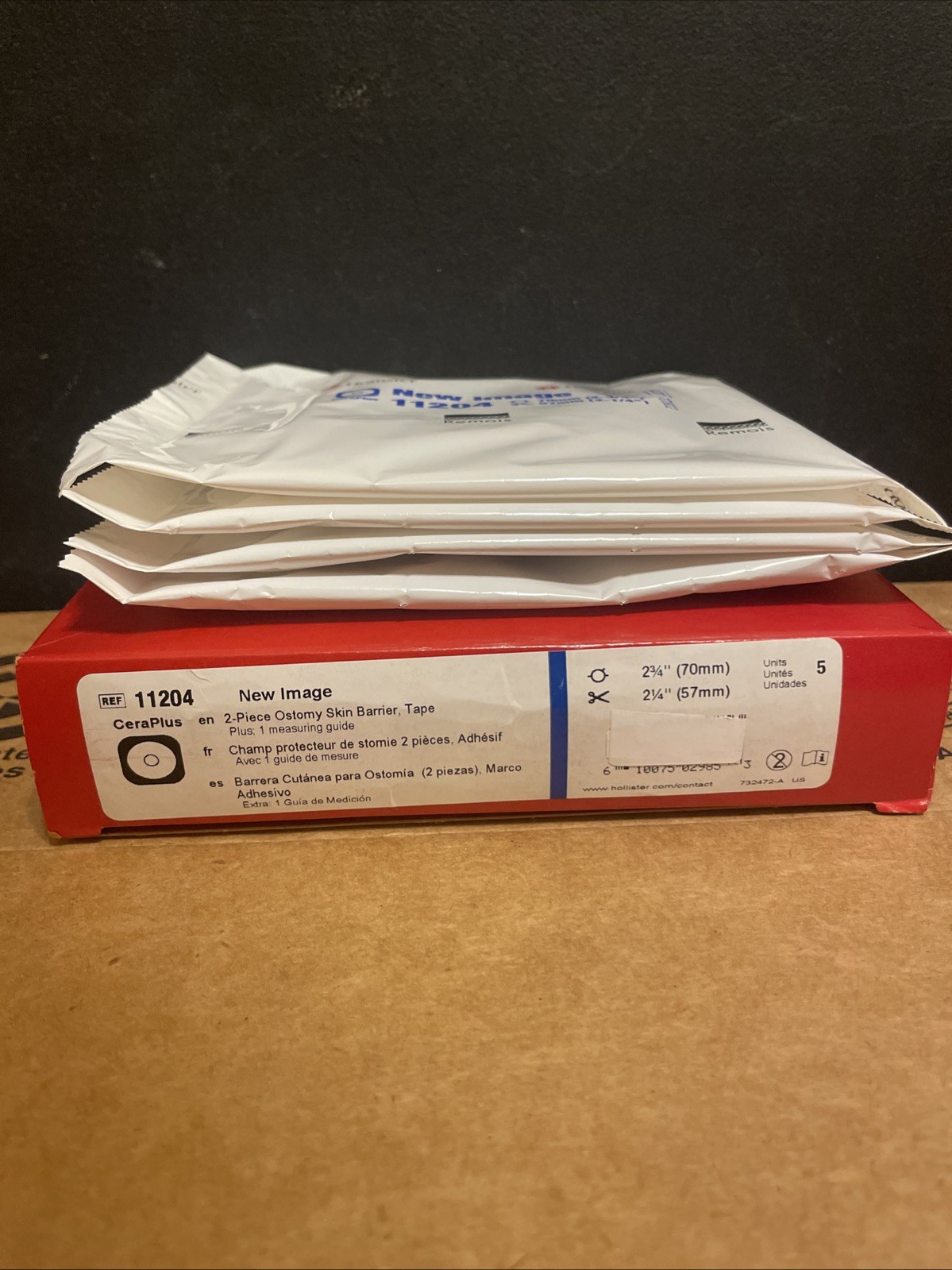 1 Box With 9 Units:Hollister 11204 New Image CeraPlus Flat Skin Barrier, 2 3/4»