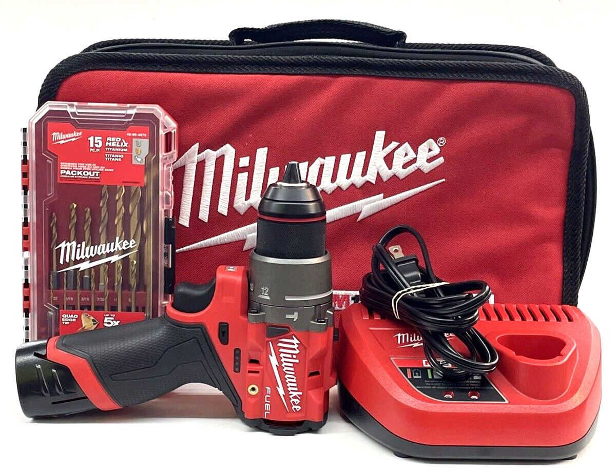 Milwaukee 3404-22 M12 FUEL 1/2″ Hammer Drill/Driver Kit bundle