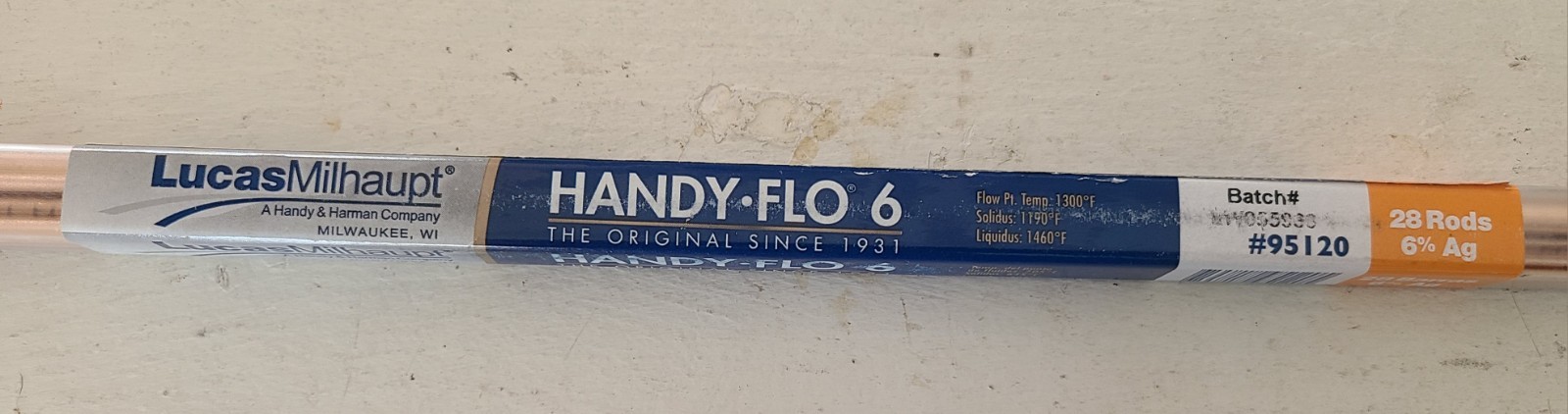 Lucas Milhaupt Handy-Flo 6 Copper Alloy Brazing Rods 28 Pack MPN 95120